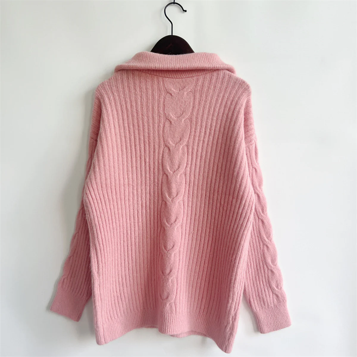 Ribbed Half Zip Long Sleeve Sweater - Image 2