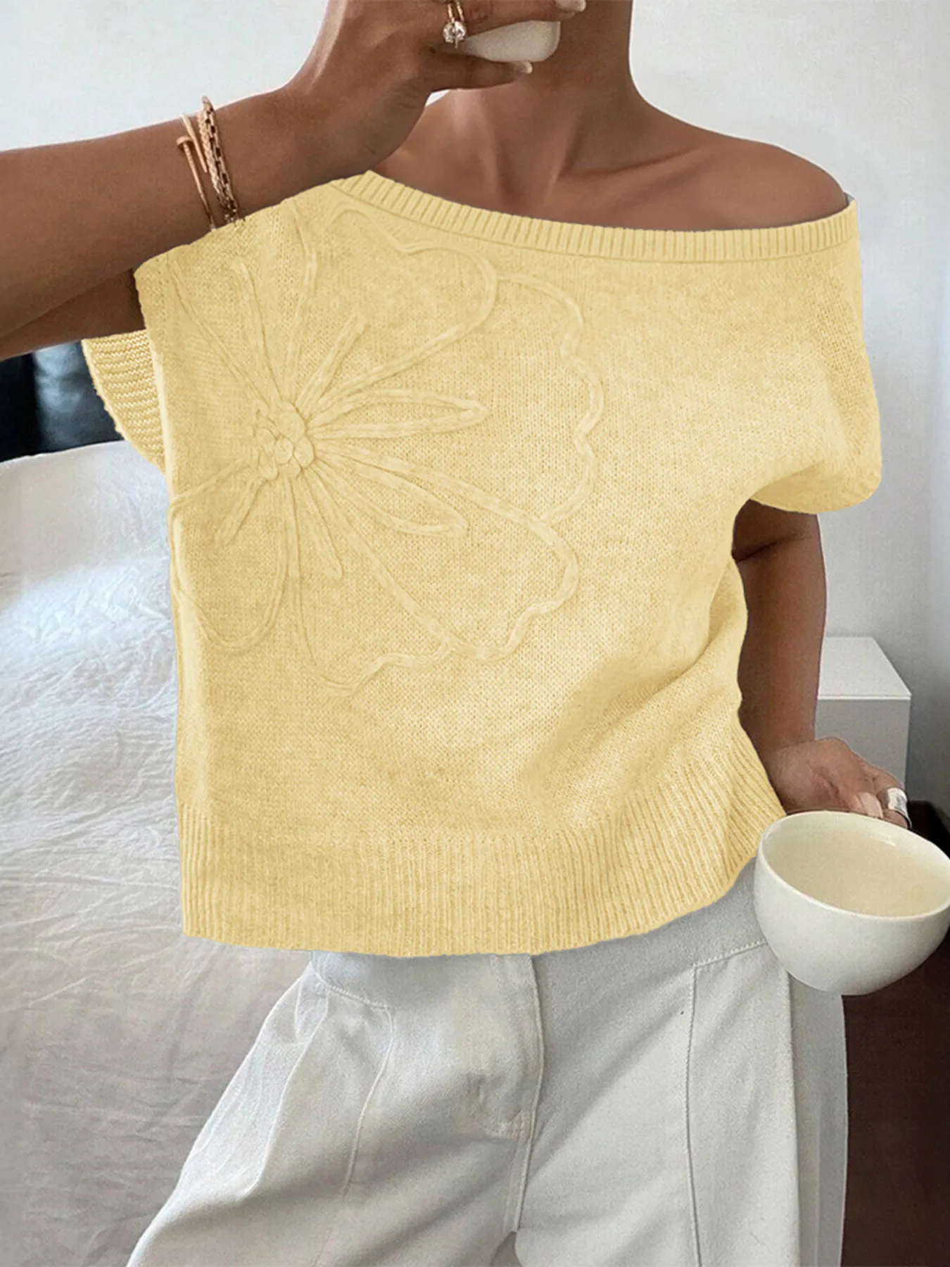 Ribbed Hem Boat Neck Sweater - Image 10