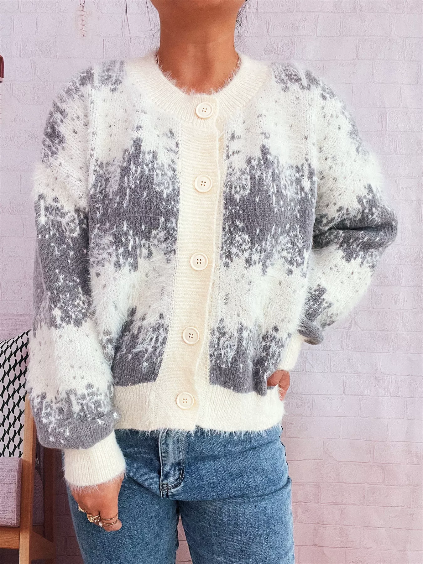 Ribbed Hem Button Up Cardigan - Image 3