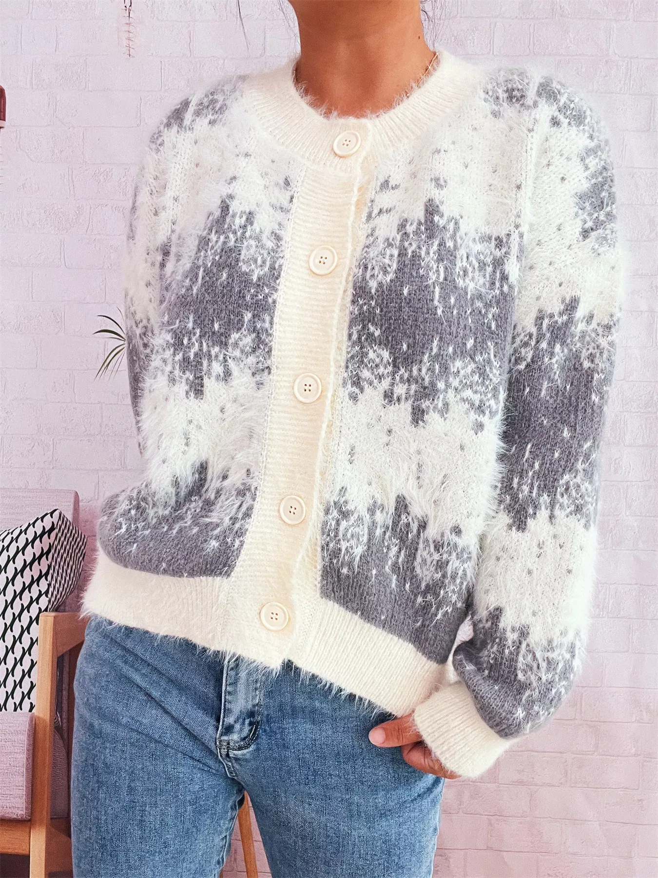 Ribbed Hem Button Up Cardigan - Image 4
