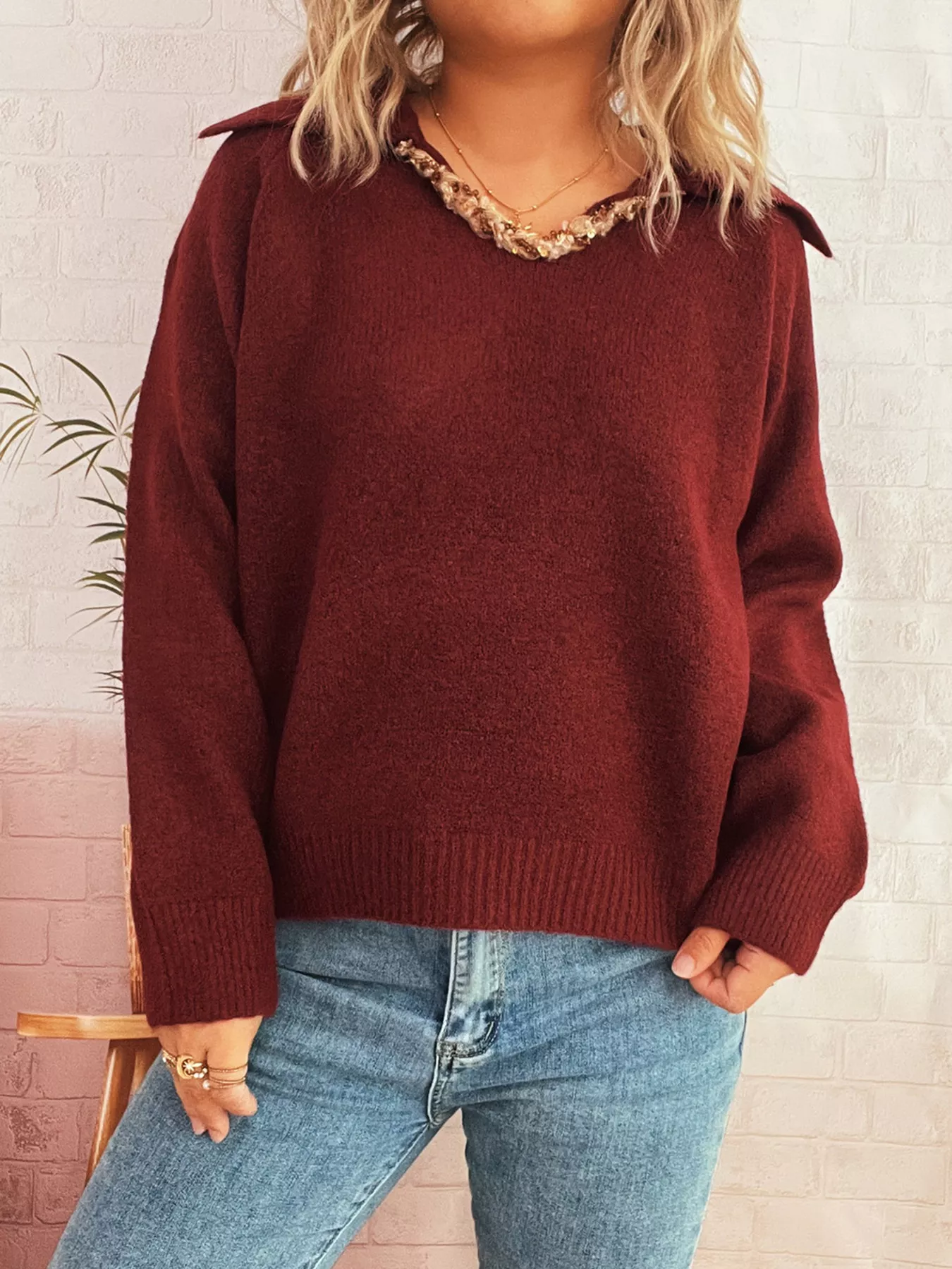 Ribbed Hem Raglan Sleeve Sweater - Image 10