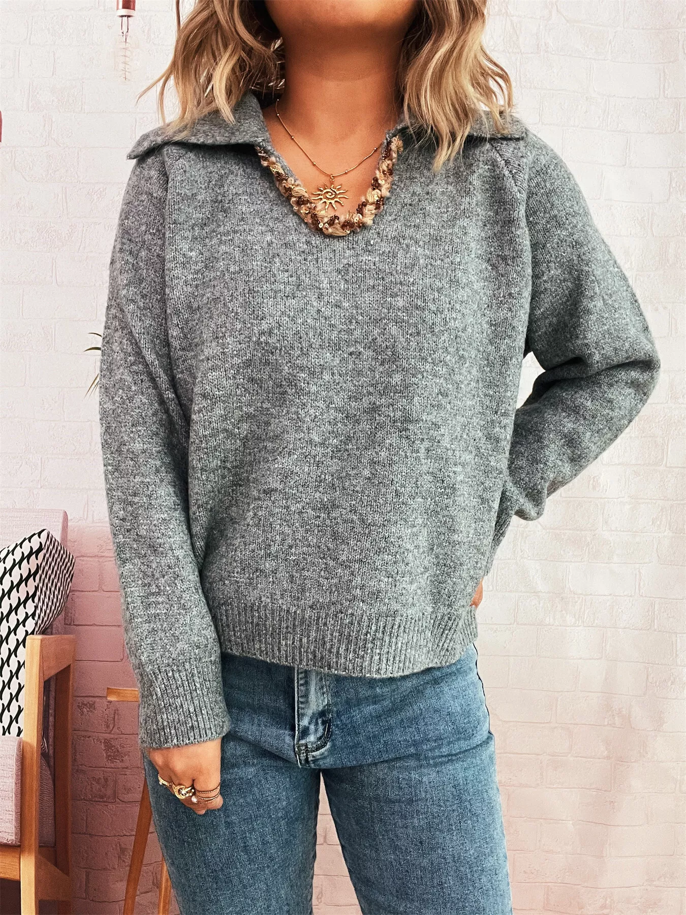 Ribbed Hem Raglan Sleeve Sweater - Image 12