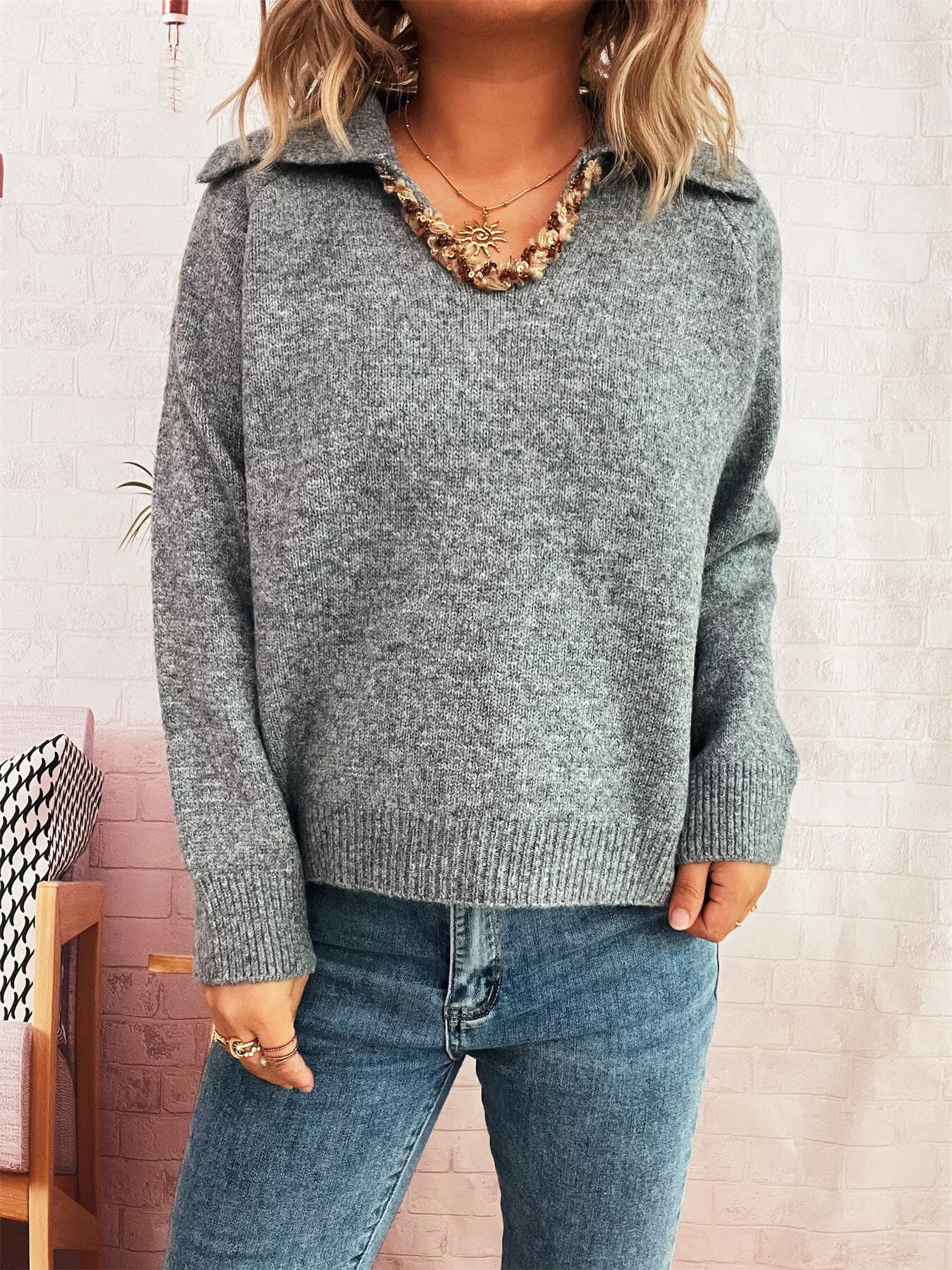 Ribbed Hem Raglan Sleeve Sweater - Image 15