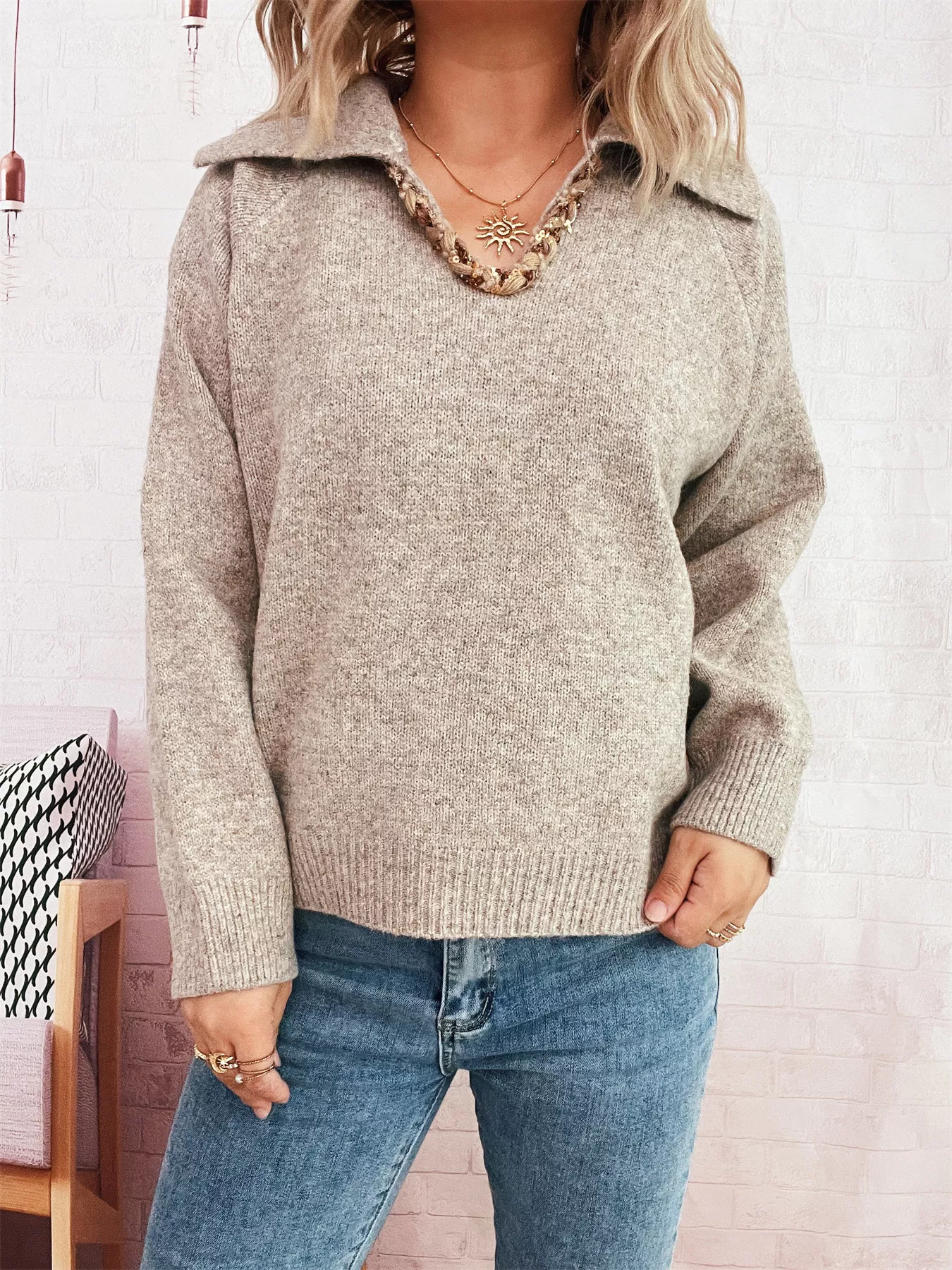 Ribbed Hem Raglan Sleeve Sweater - Image 5