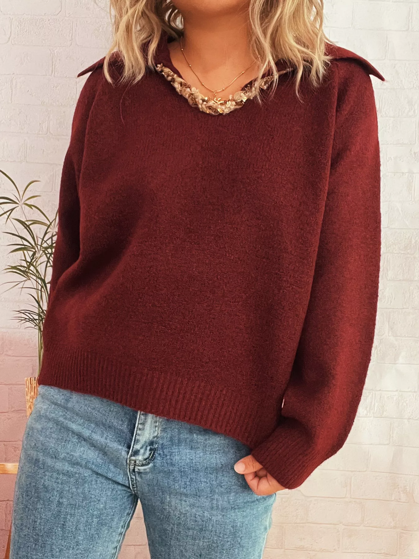 Ribbed Hem Raglan Sleeve Sweater - Image 9