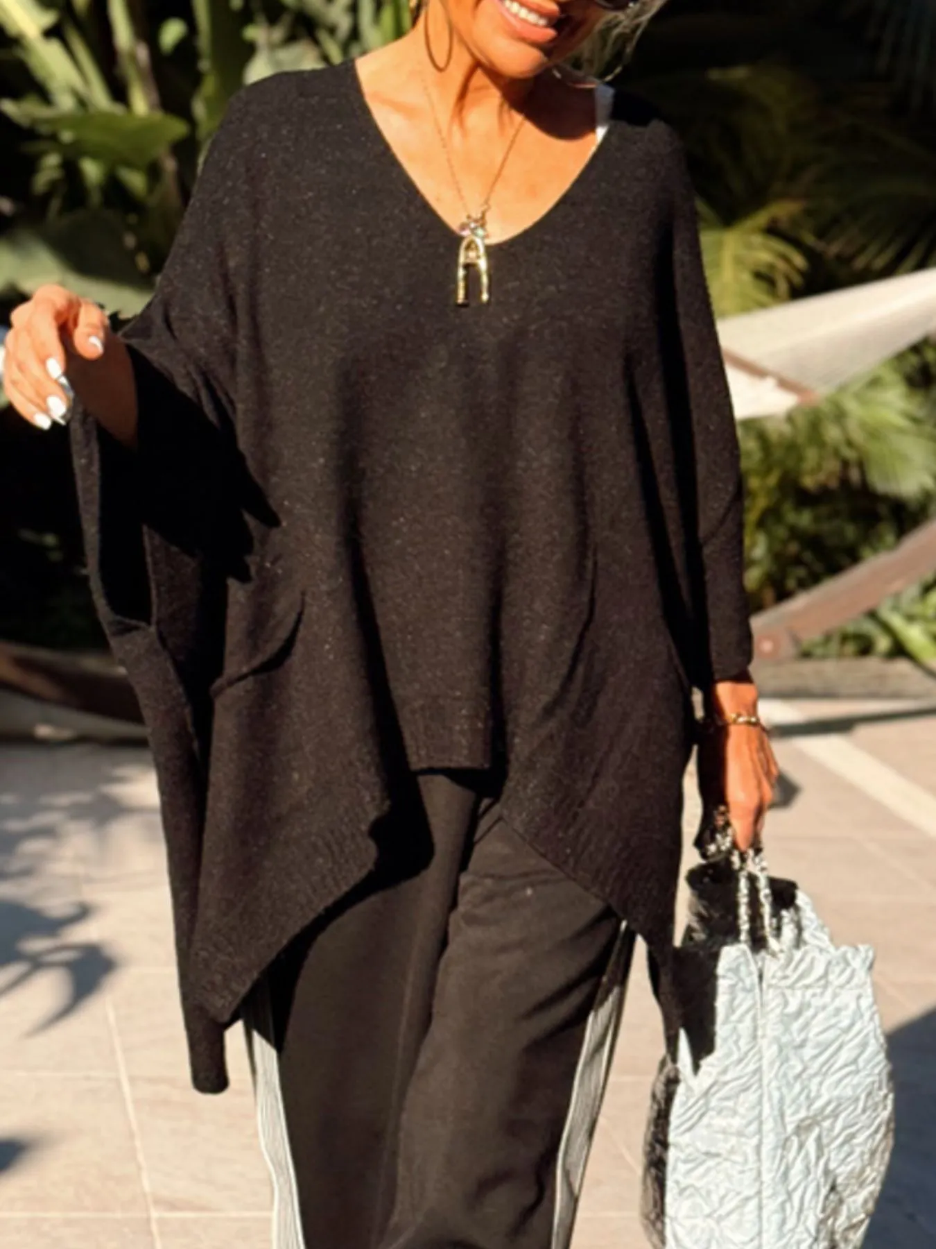 Ribbed Hem V-Neck Sweater - Image 6