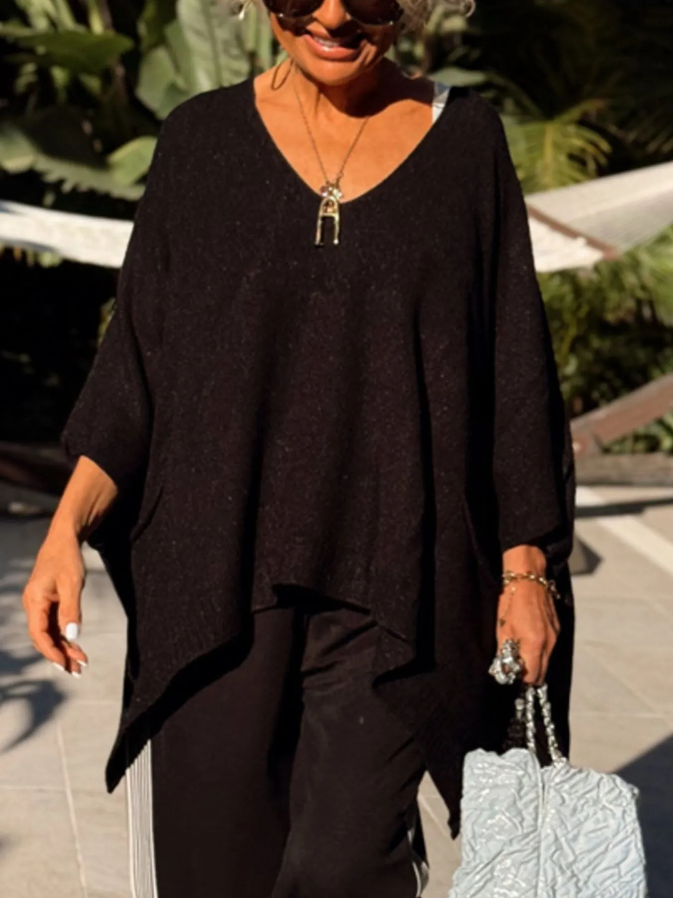 Ribbed Hem V-Neck Sweater - Image 9