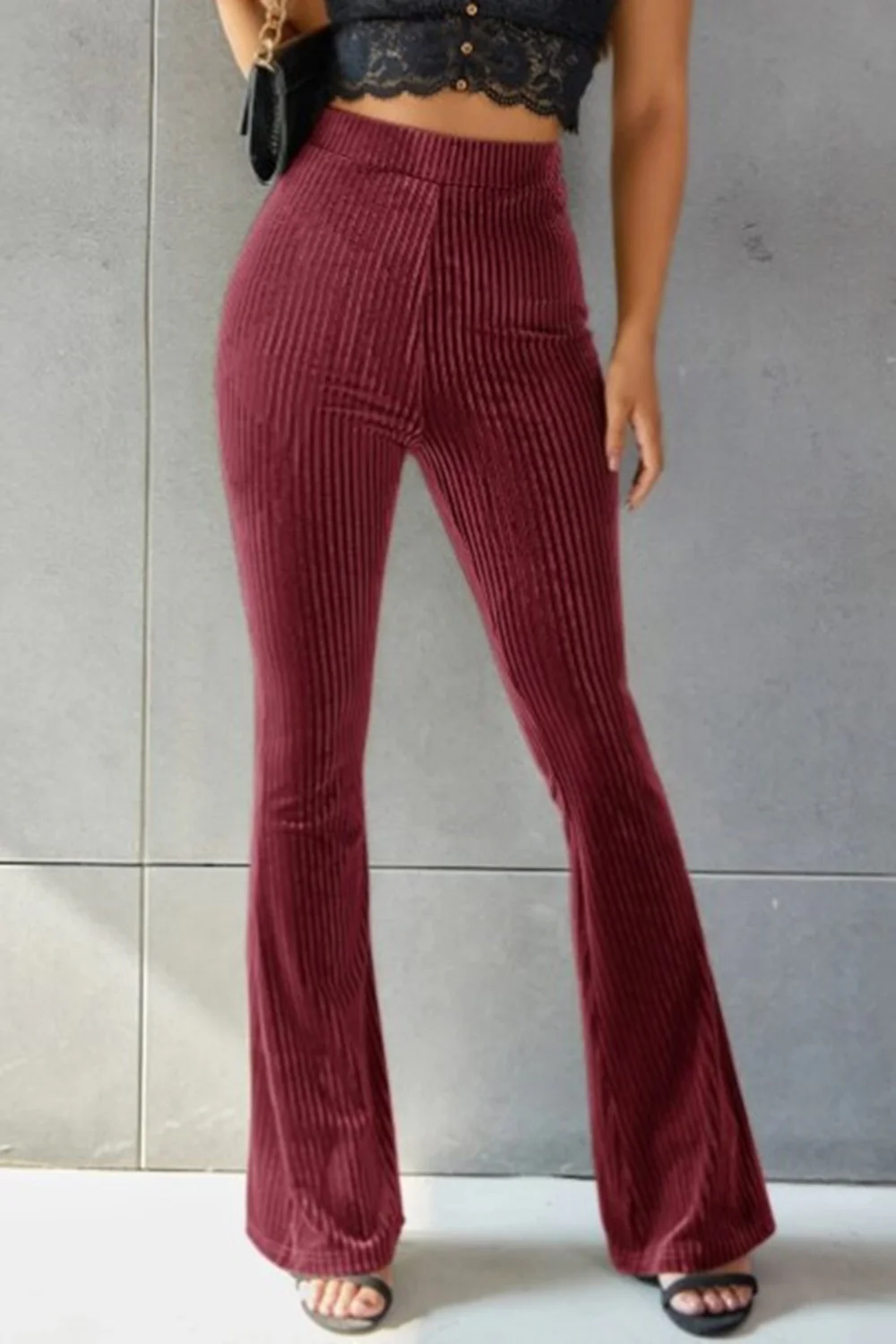Ribbed High Waist Flare Pants - Image 14