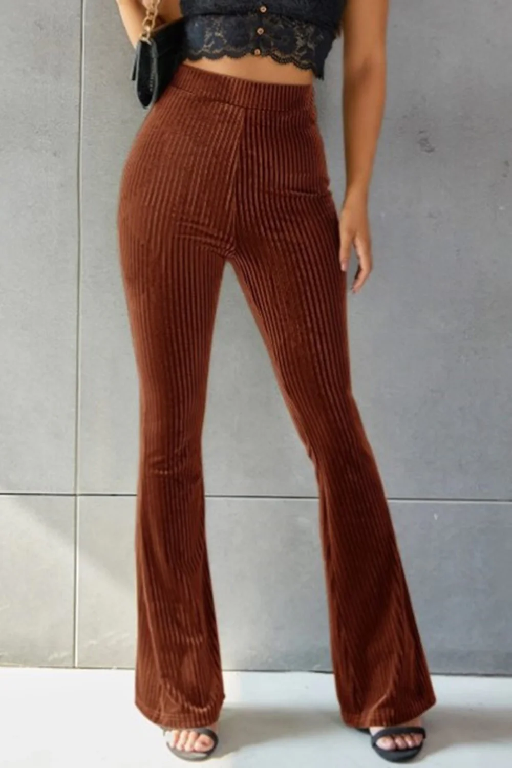 Ribbed High Waist Flare Pants - Image 30