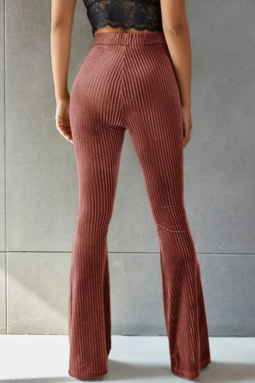 Ribbed High Waist Flare Pants - Image 6
