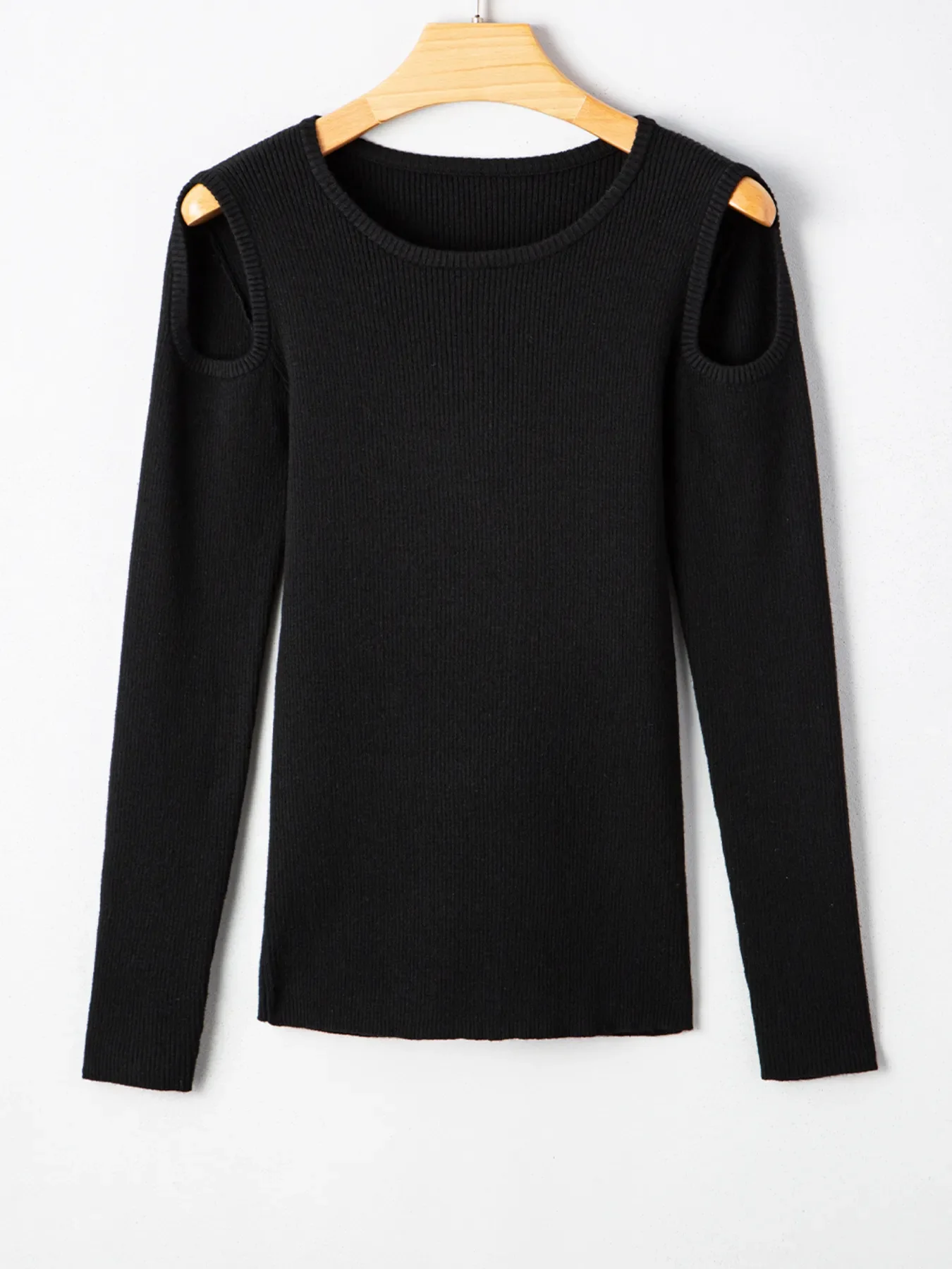 Ribbed Knit Cold Shoulder Sweater - Image 5
