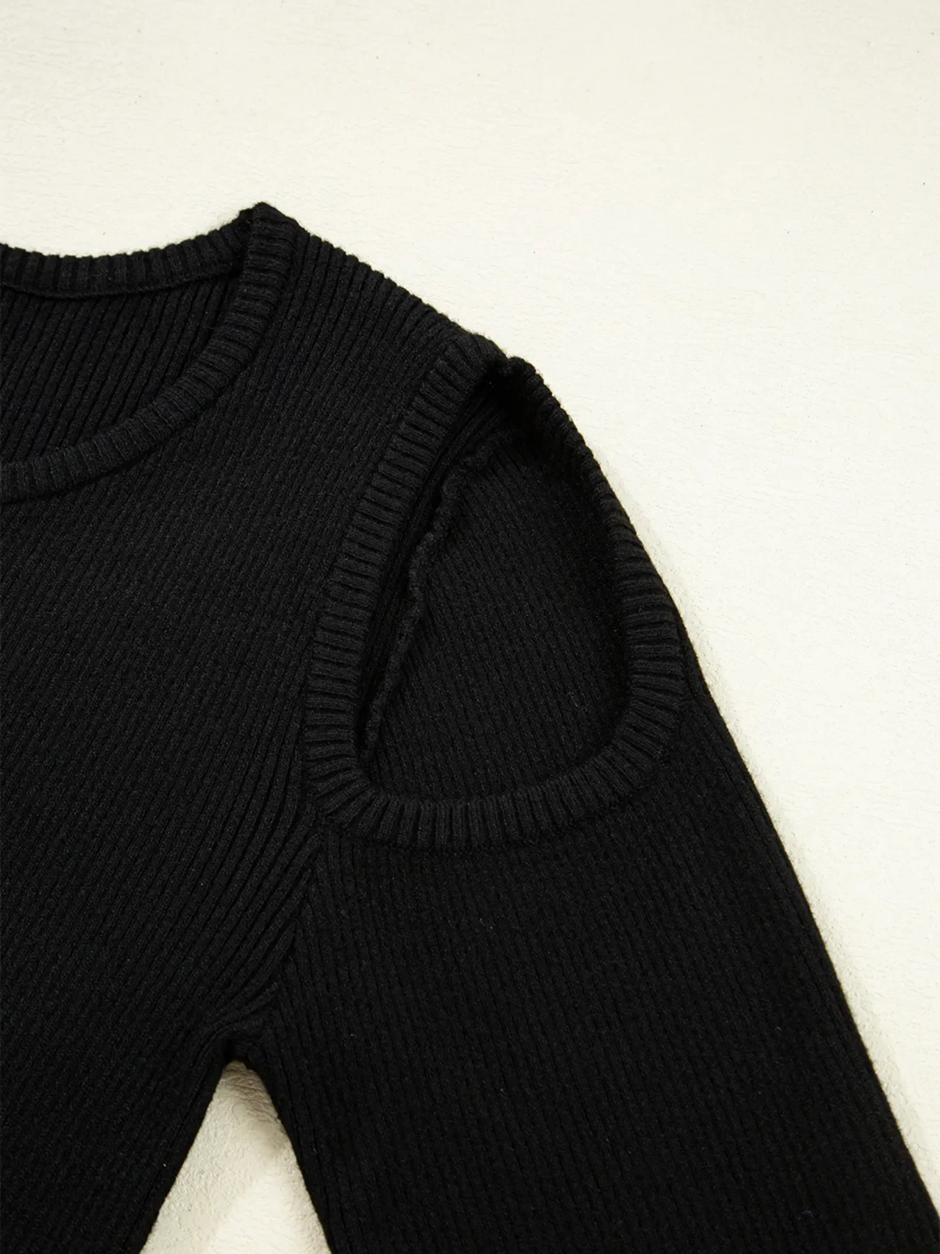 Ribbed Knit Cold Shoulder Sweater - Image 9