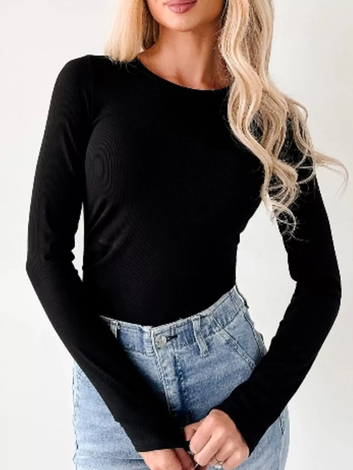Ribbed Long Sleeve Fitted Bodysuit - Image 11
