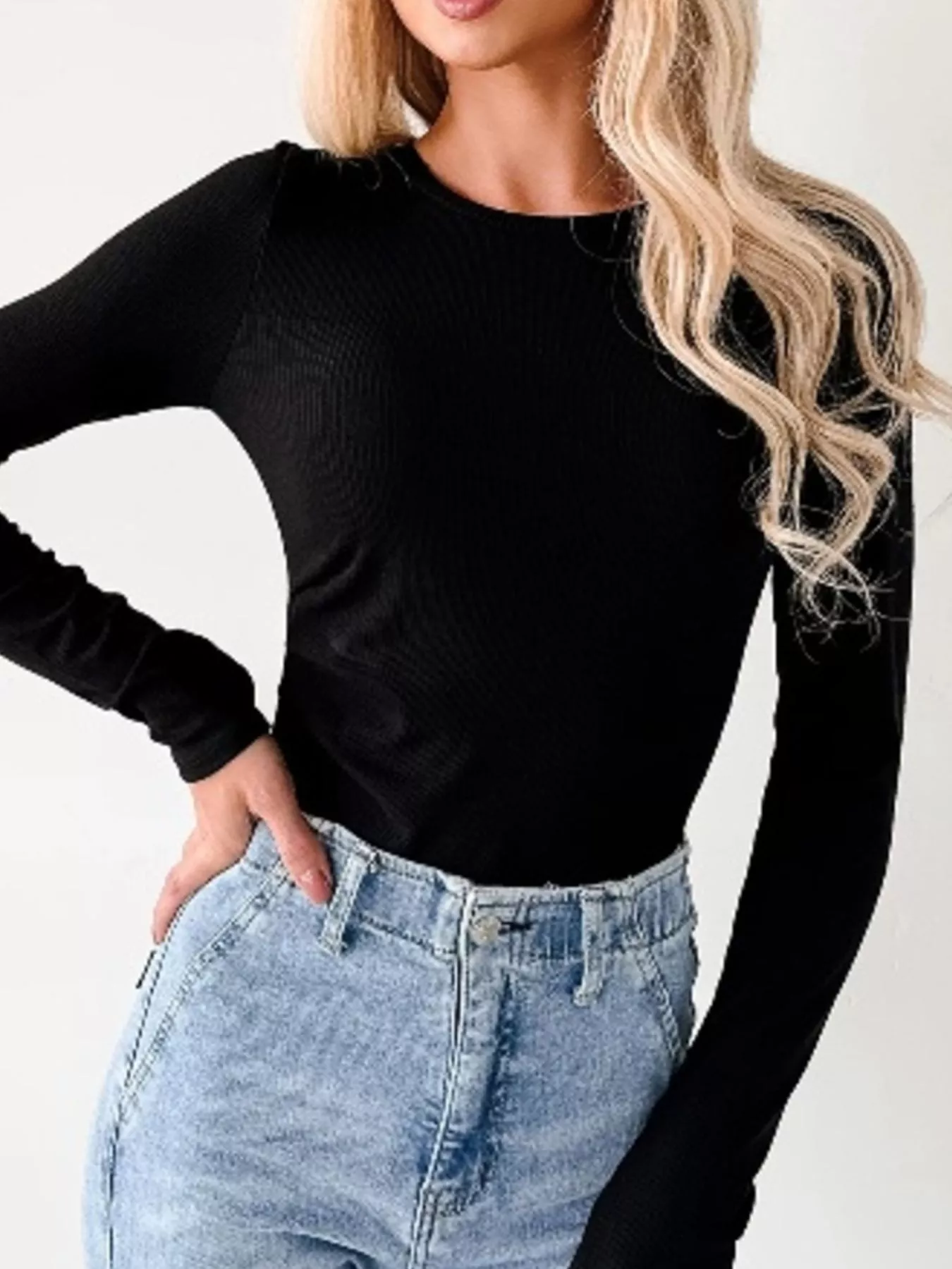 Ribbed Long Sleeve Fitted Bodysuit - Image 12