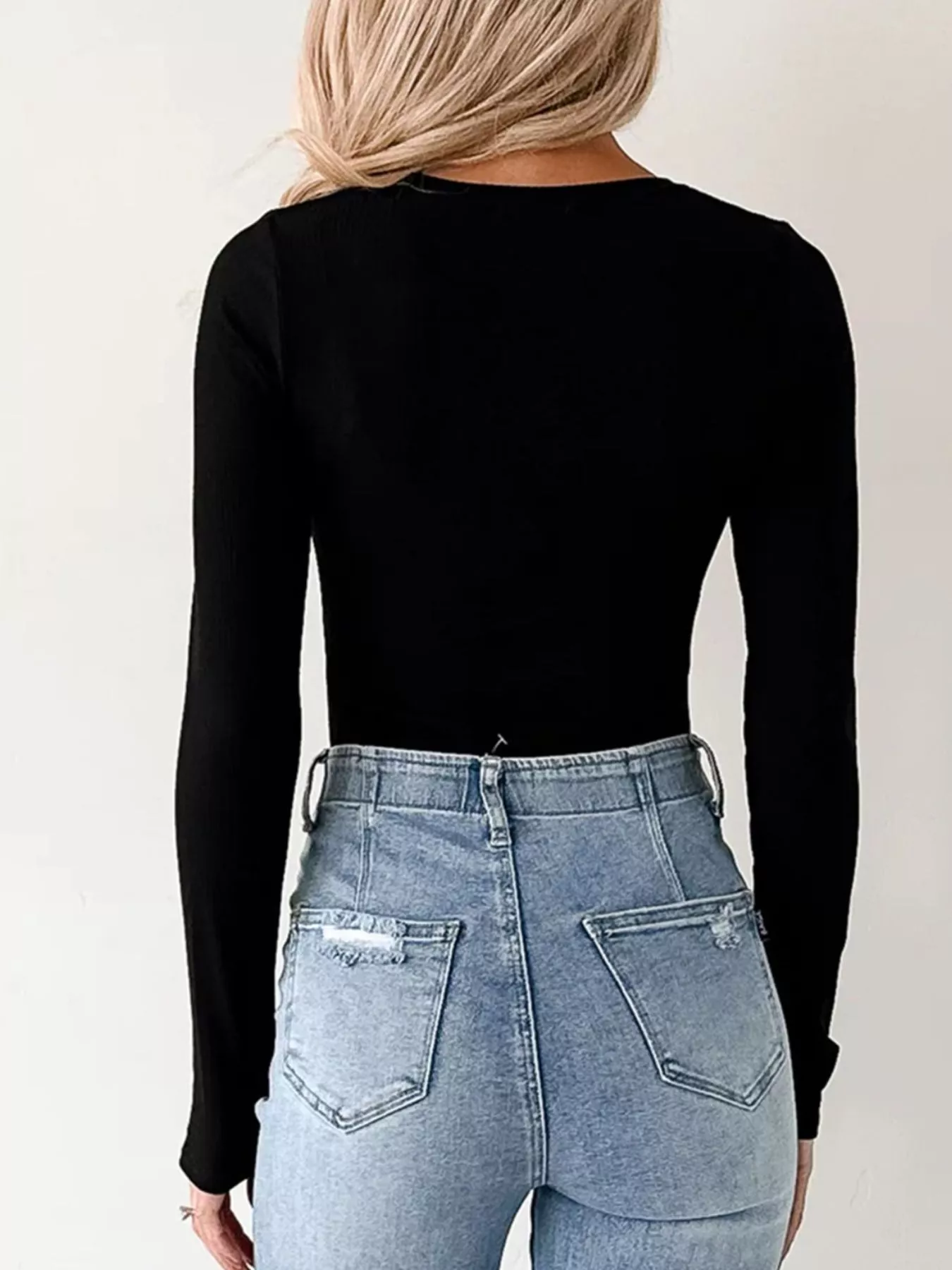 Ribbed Long Sleeve Fitted Bodysuit - Image 13