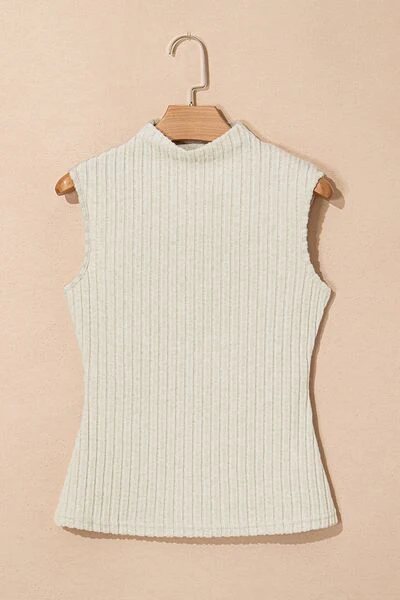 Ribbed Mock Neck Slim Tank - Image 6