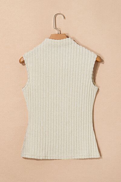Ribbed Mock Neck Slim Tank - Image 7
