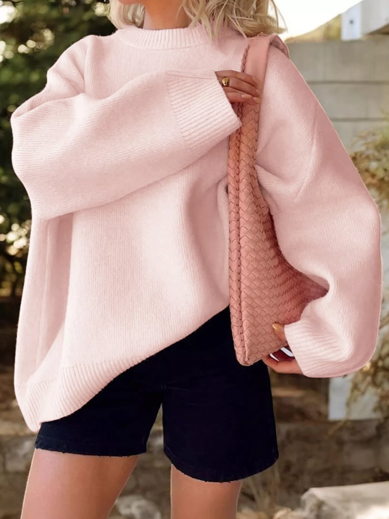 Ribbed Round Neck Dropped Shoulder Sweater - Image 10