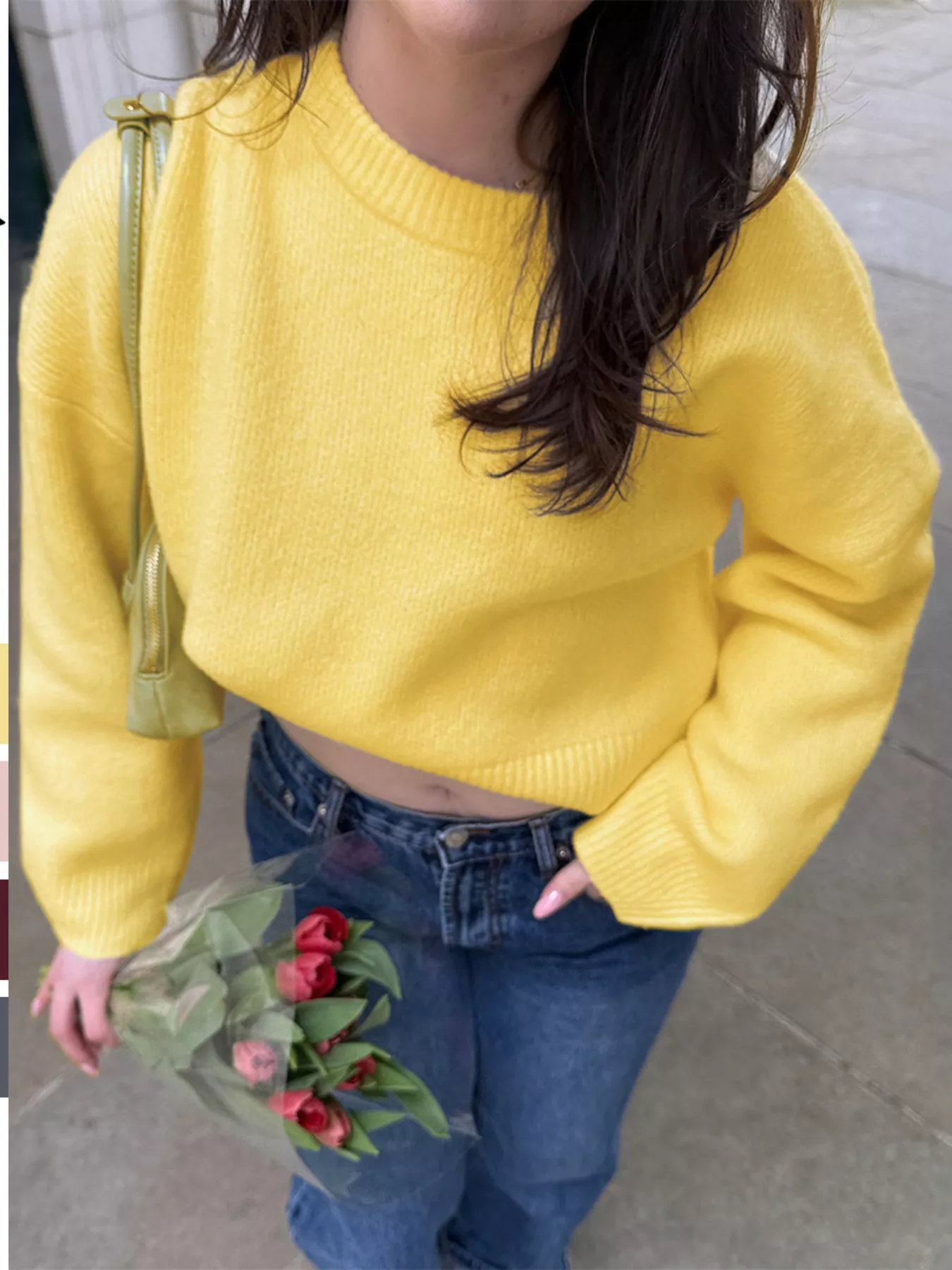 Ribbed Round Neck Dropped Shoulder Sweater - Image 5