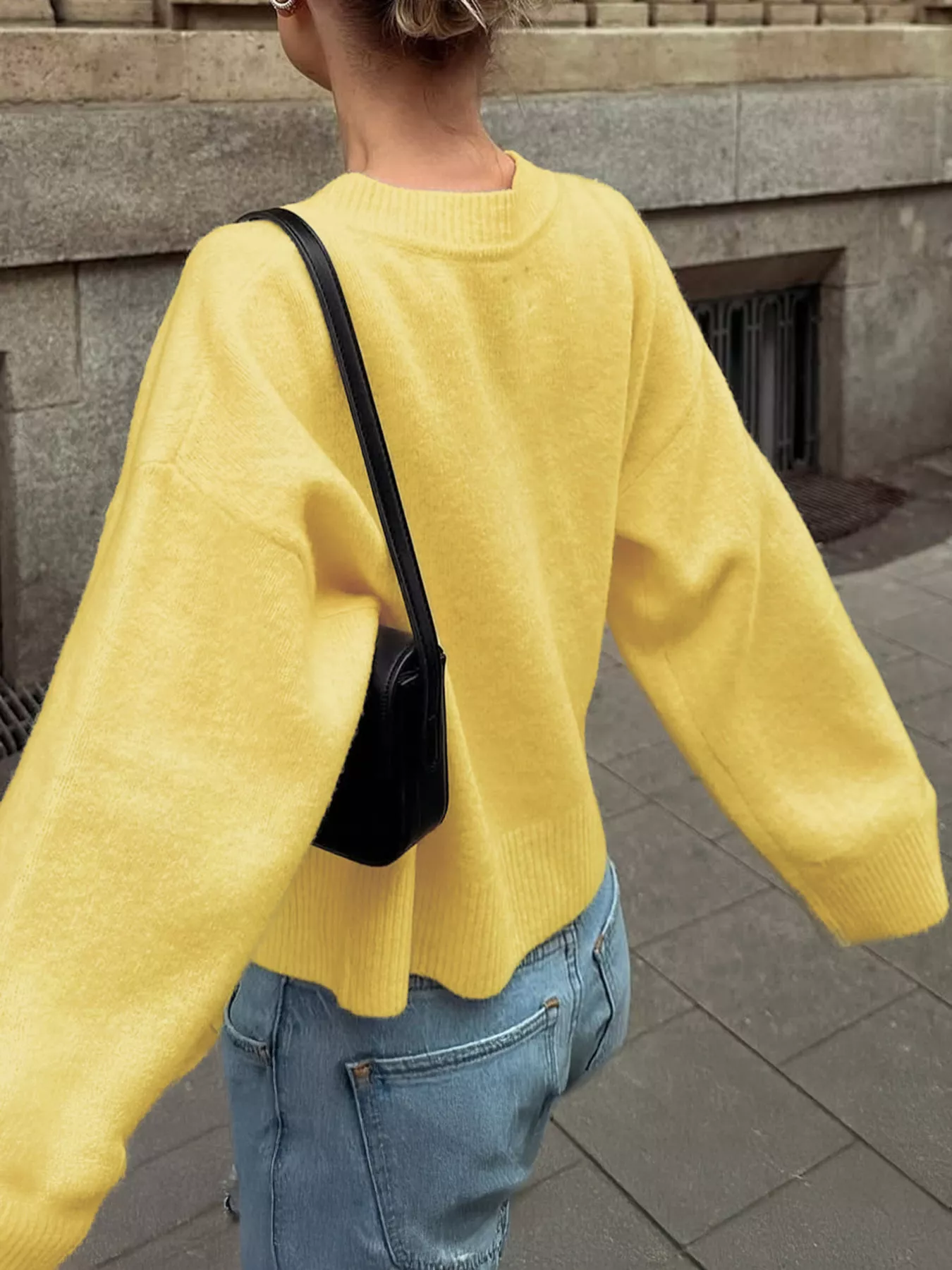 Ribbed Round Neck Dropped Shoulder Sweater - Image 8