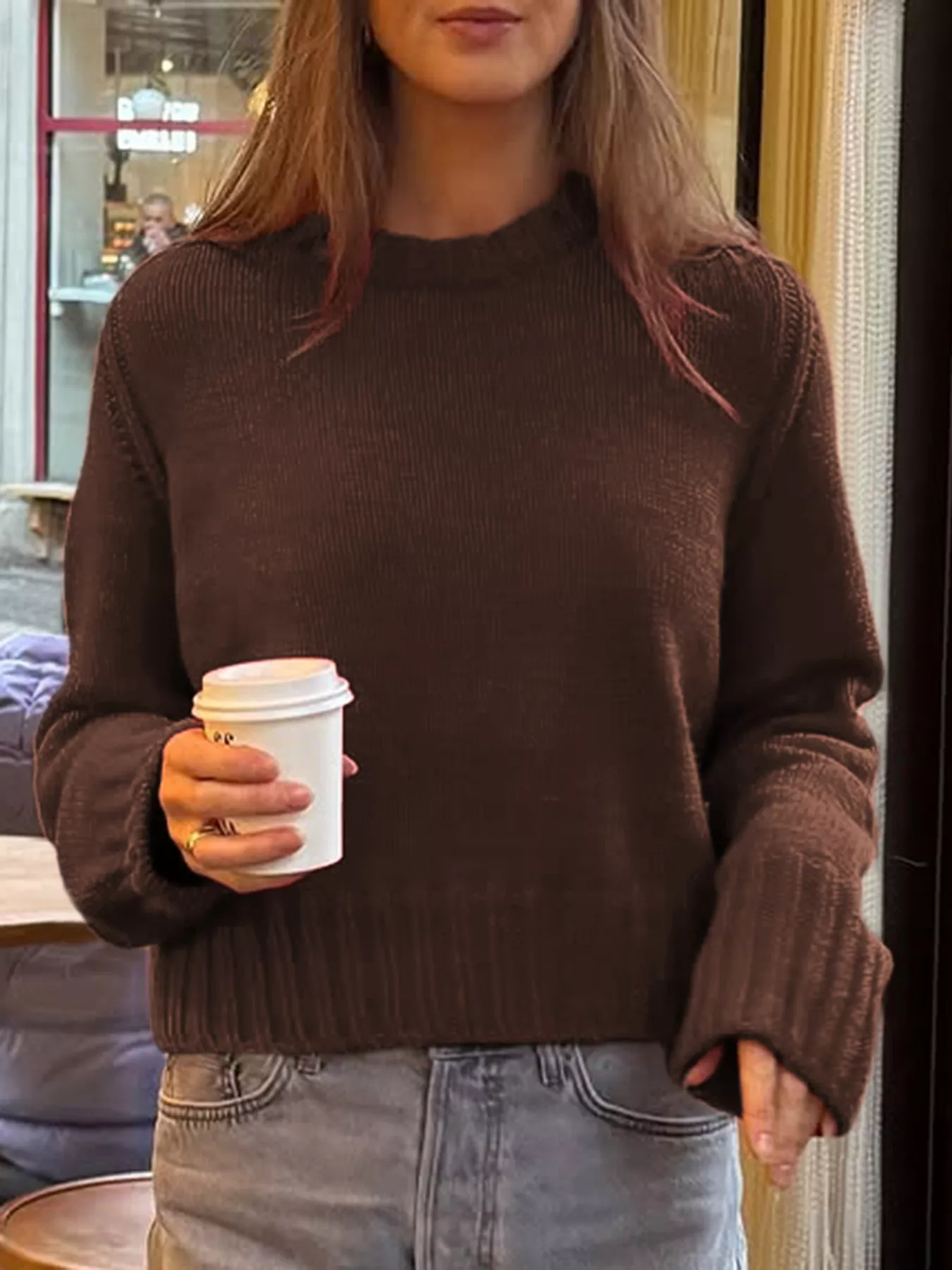 Ribbed Round Neck Sweater