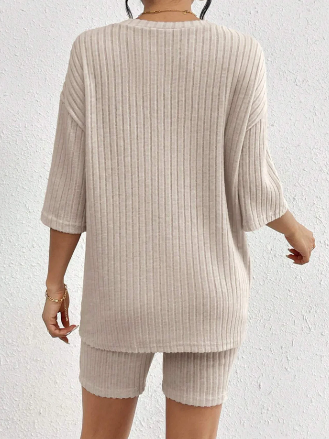 Ribbed Round Neck Top and Shorts Set - Image 11