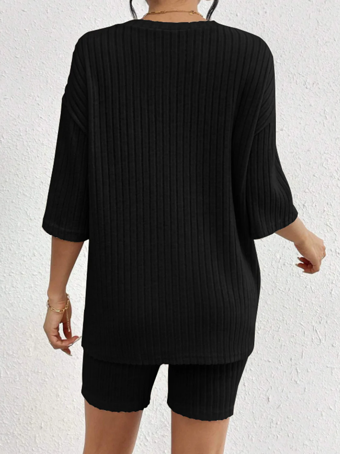 Ribbed Round Neck Top and Shorts Set - Image 22