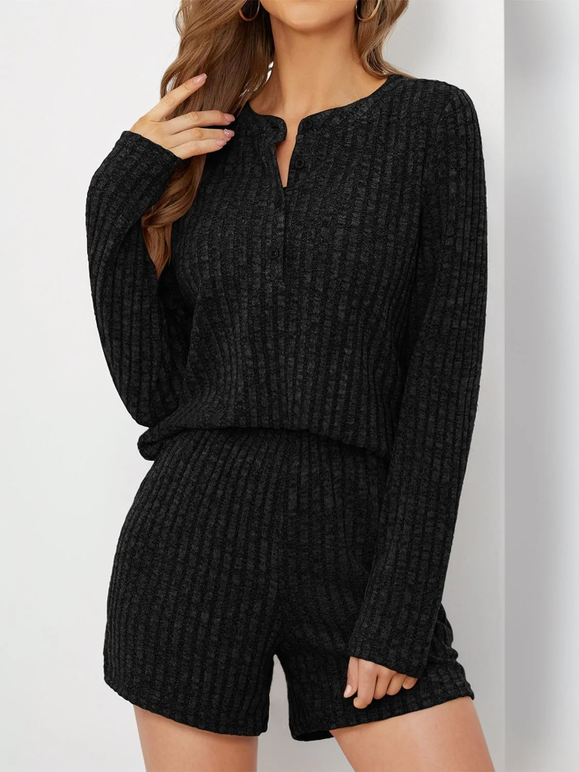 Ribbed Round Neck Top and Shorts Set - Image 17