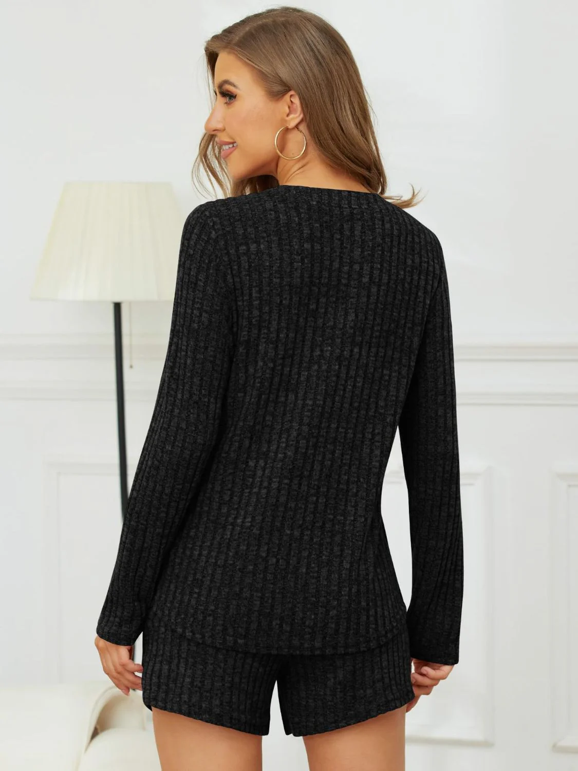 Ribbed Round Neck Top and Shorts Set - Image 20