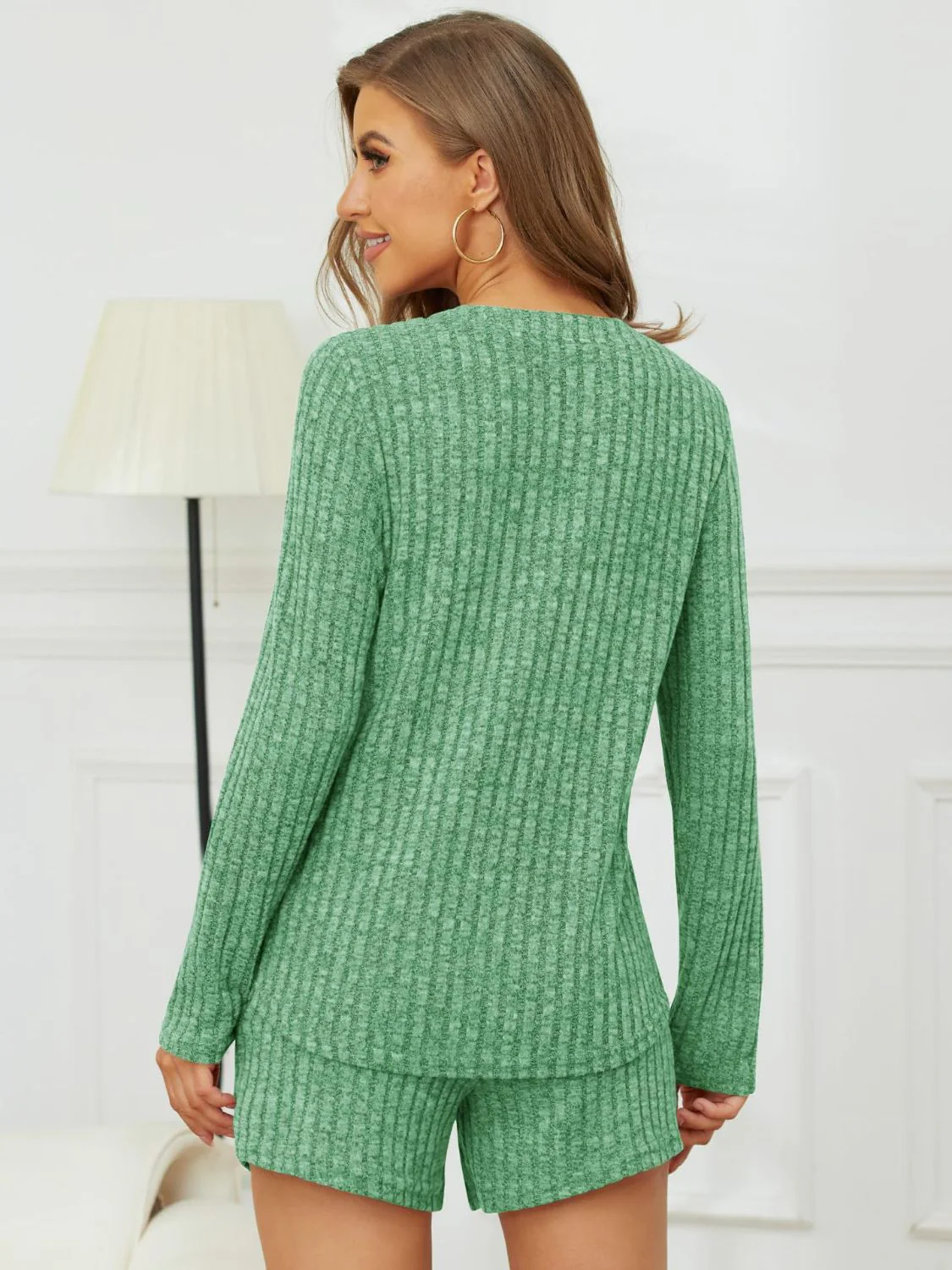Ribbed Round Neck Top and Shorts Set - Image 24