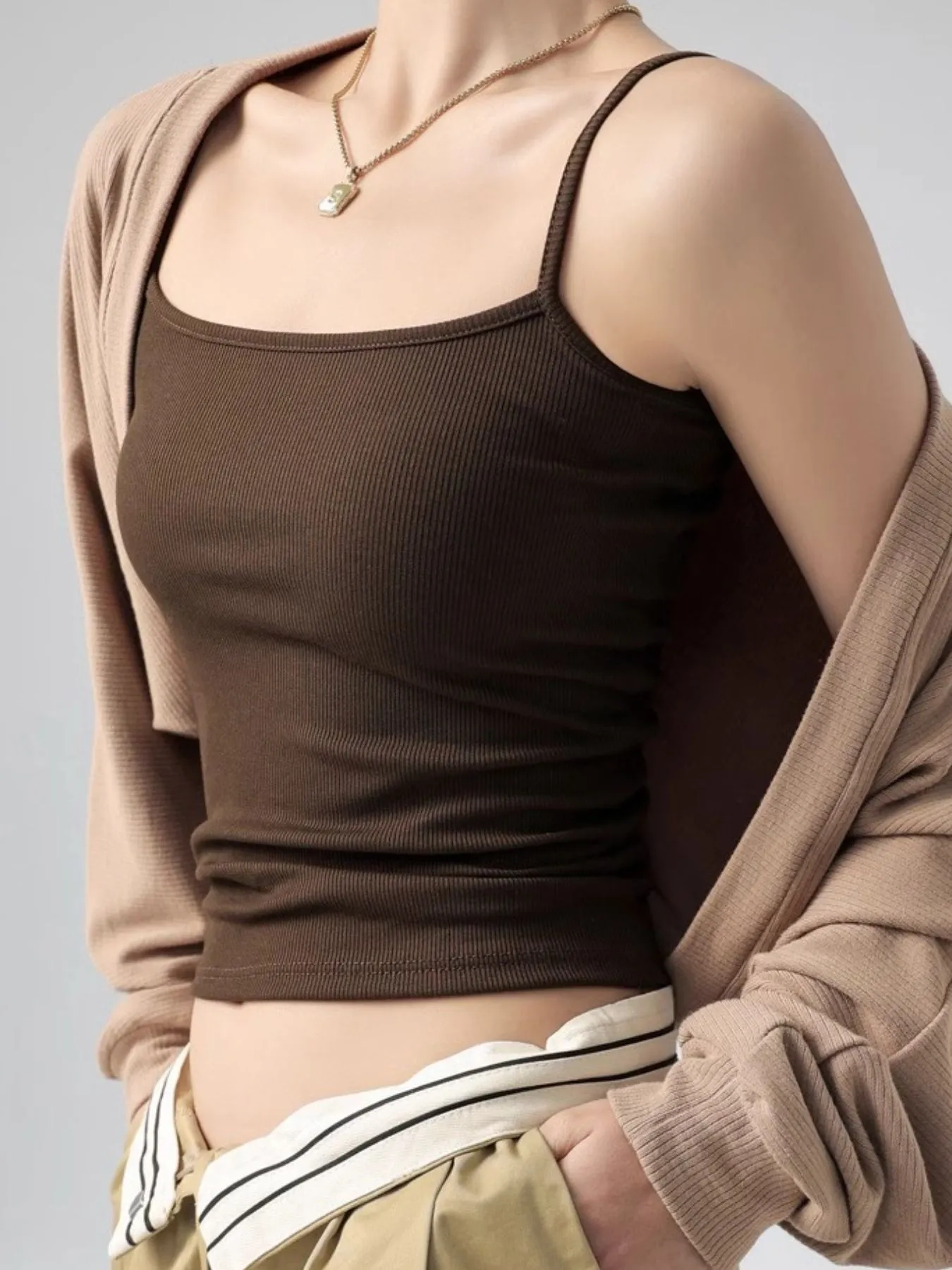 Ribbed Scoop Neck Cami Top