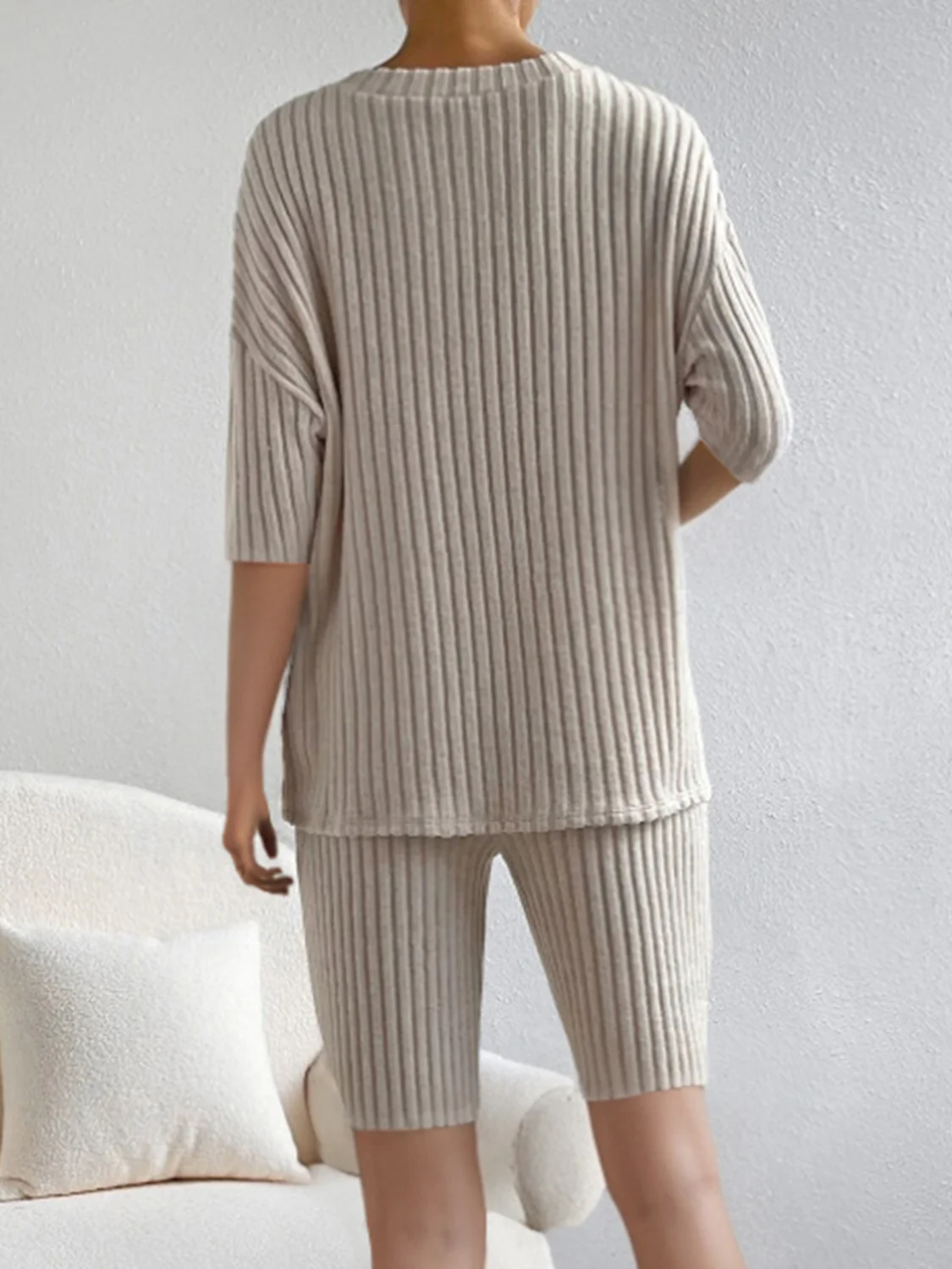 Ribbed V-Neck Top and Shorts Set - Image 6