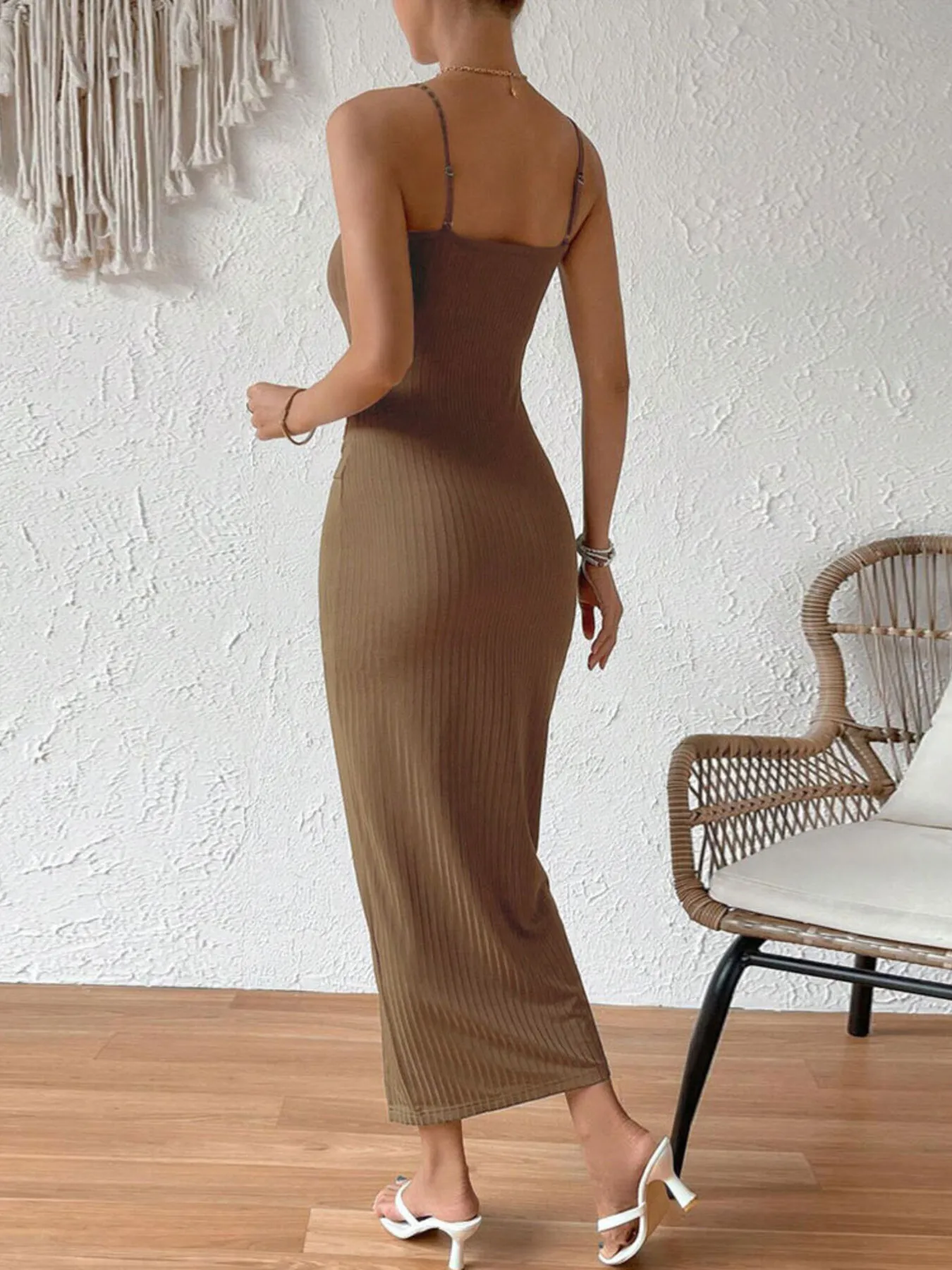 Ribbed Wrap Midi Dress with Side Slit - Image 7