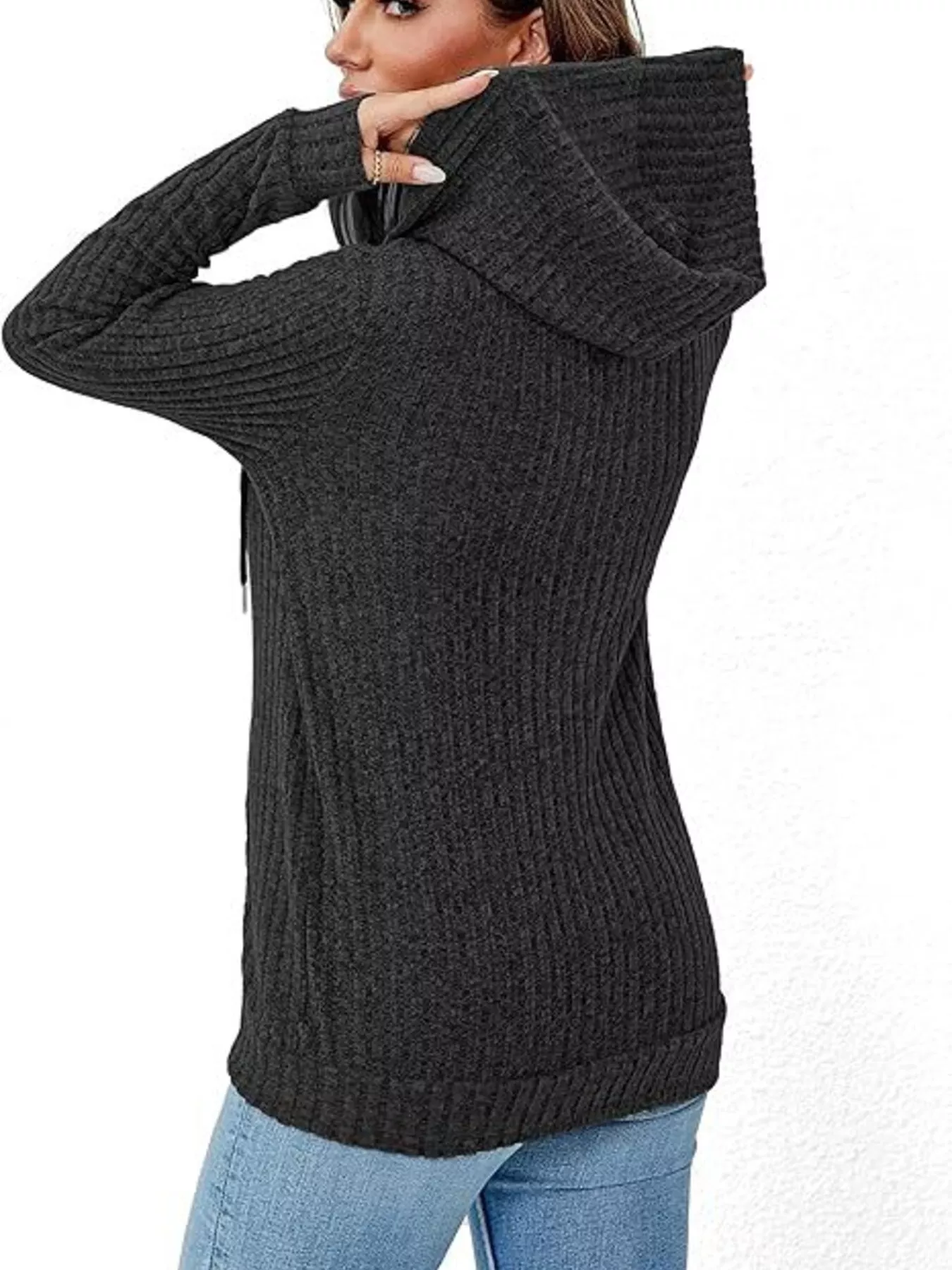 Ribbed Zip Up Hooded Outerwear - Image 10