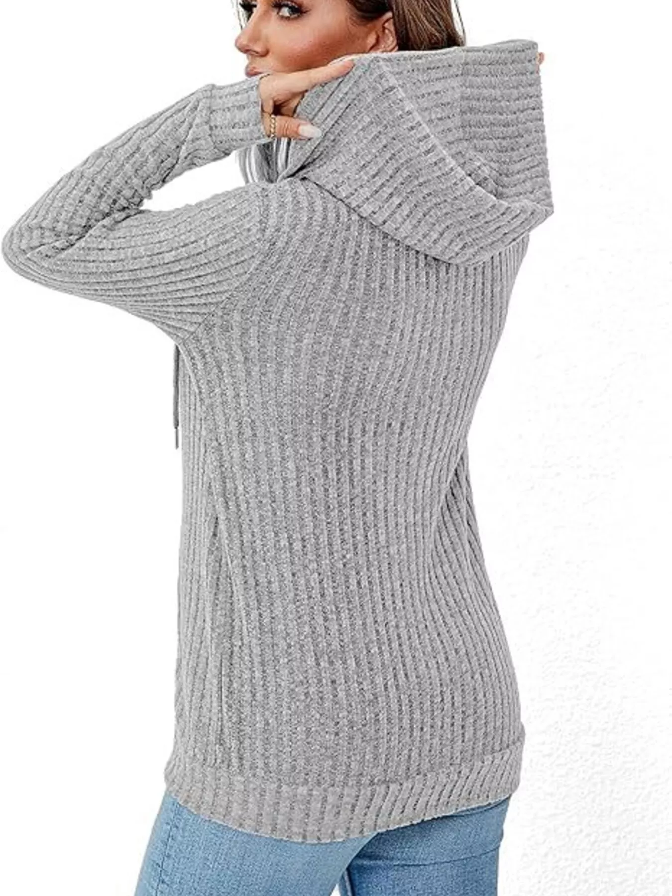 Ribbed Zip Up Hooded Outerwear - Image 19