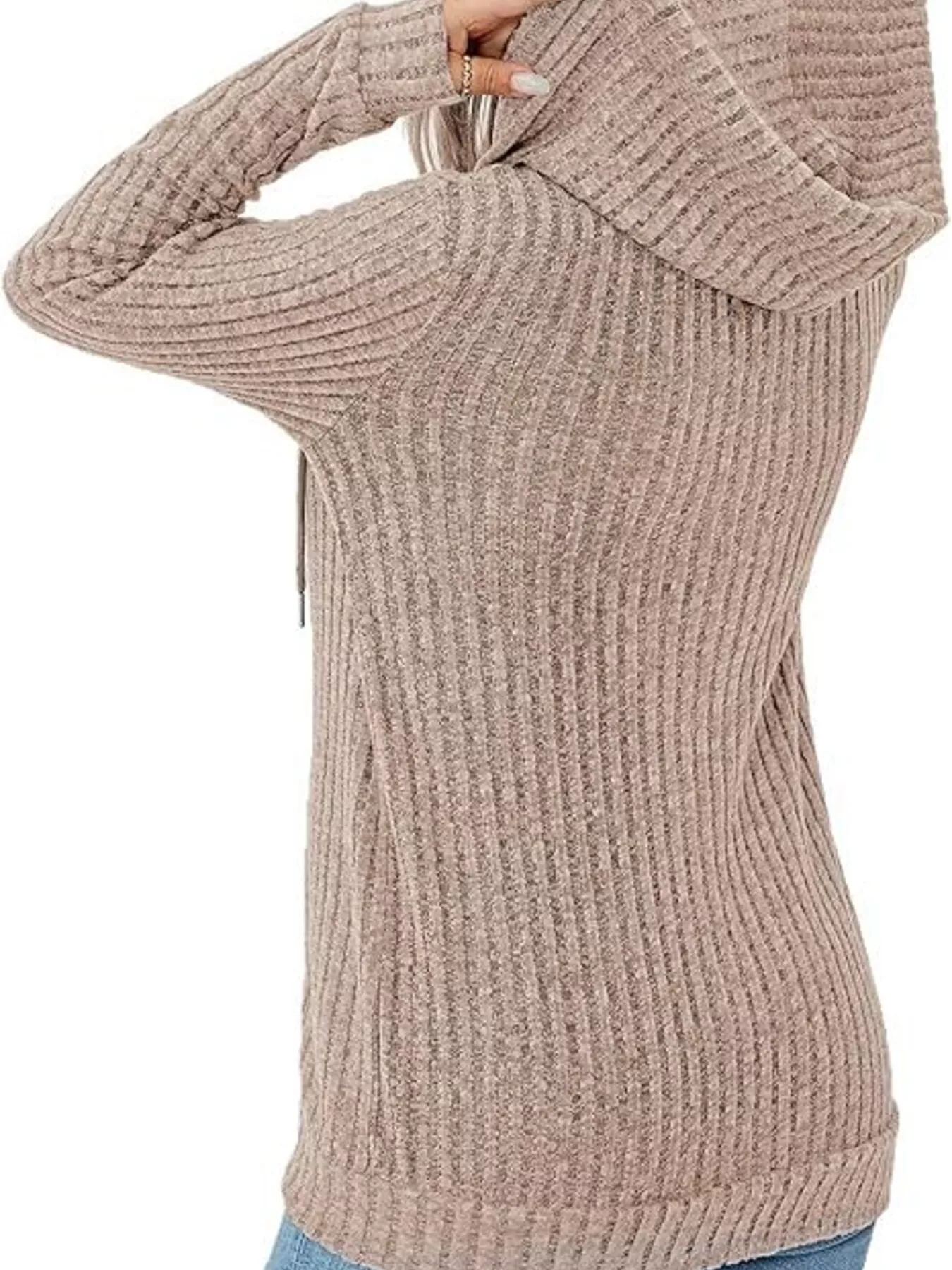 Ribbed Zip Up Hooded Outerwear - Image 3