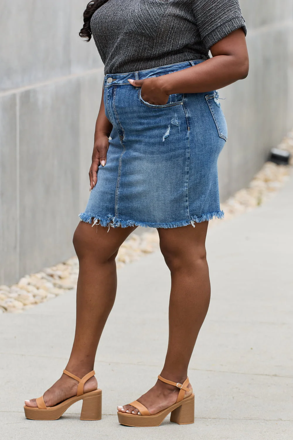 RISEN Amelia Full Size Denim Mini Skirt - Image 4