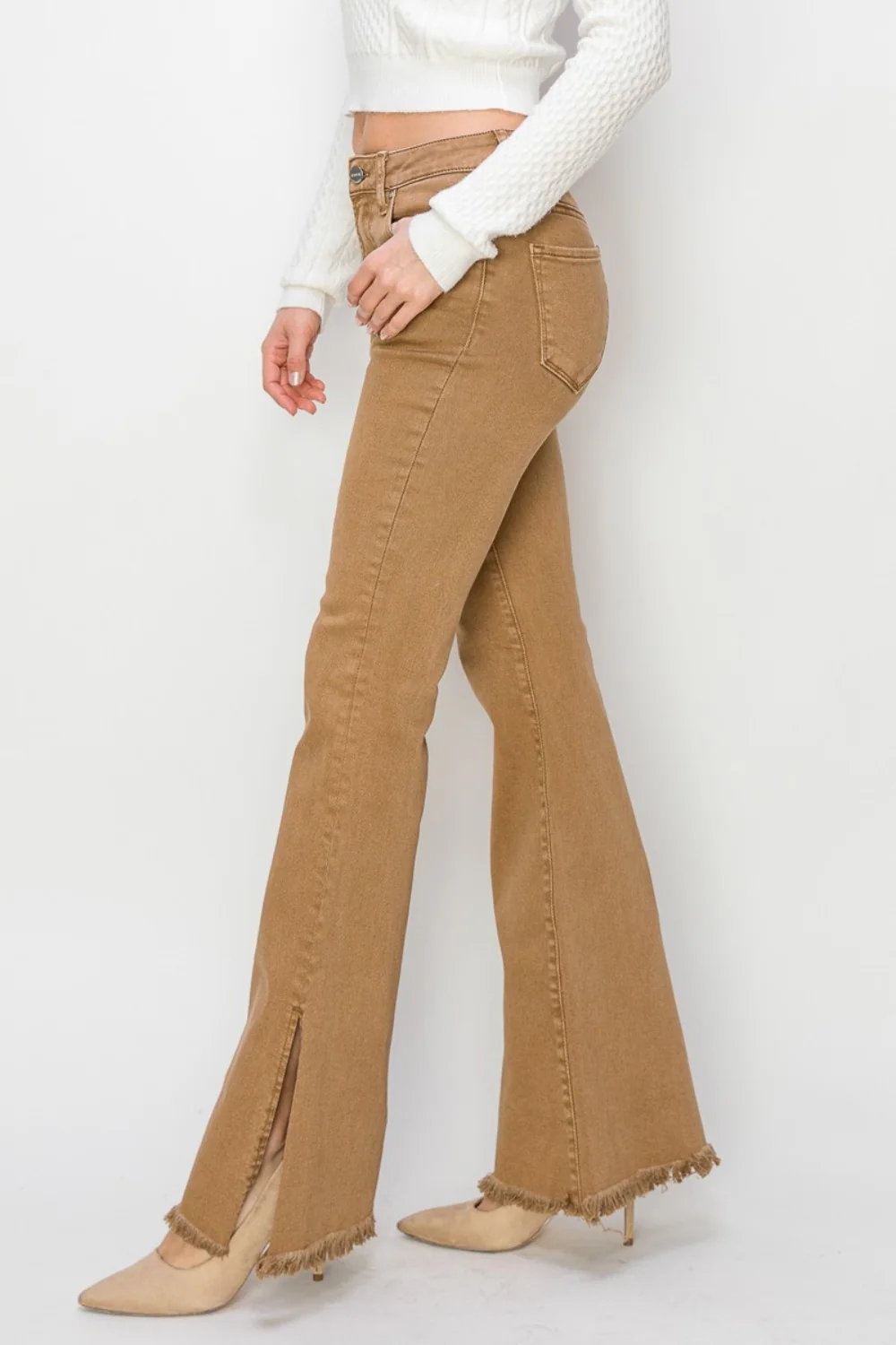 RISEN Bailey Full Size High Waist Side Slit Flare Jeans - Image 3