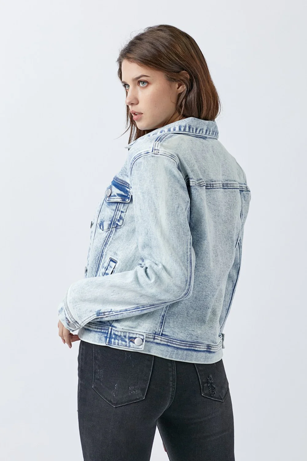 RISEN Button Up Washed Denim Jacket - Image 2