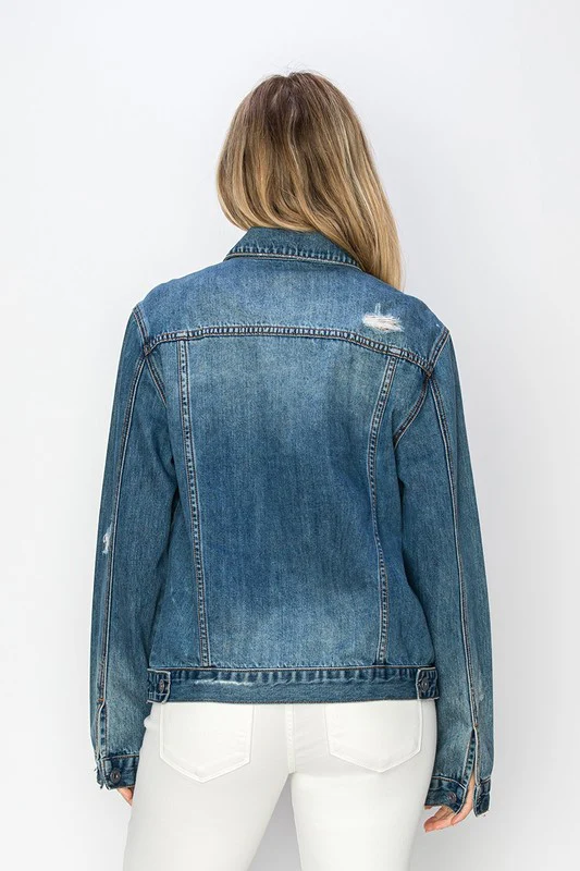 RISEN Full Size Distressed Button Up Jacket - Image 3