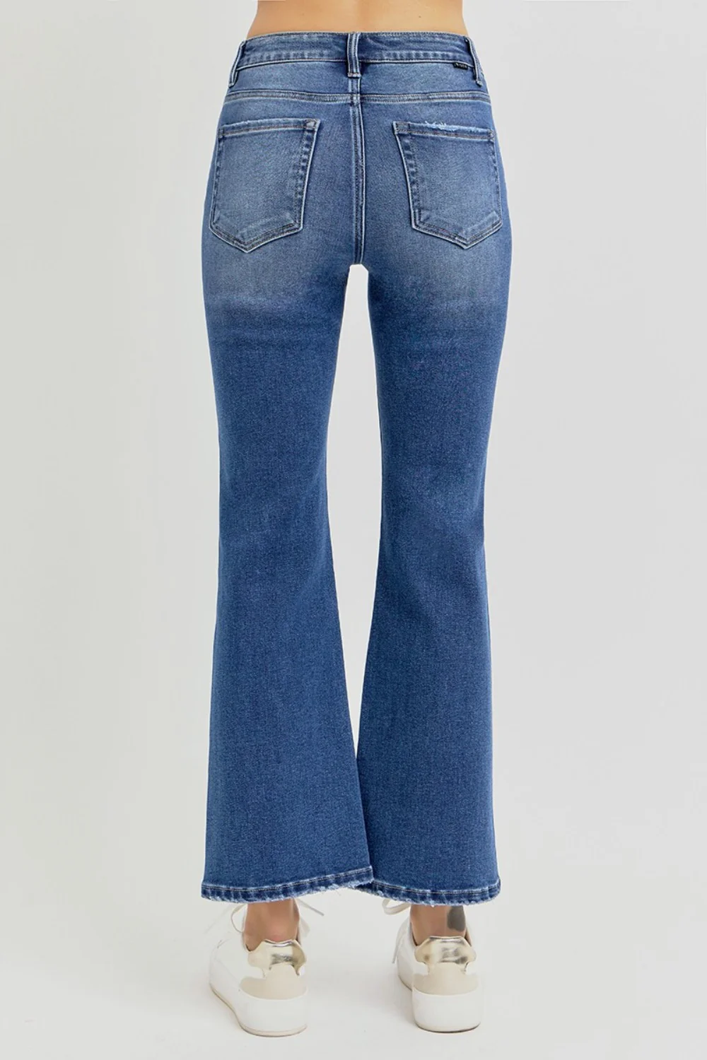 RISEN Full Size Distressed High Rise Crop Flare Jeans - Image 2