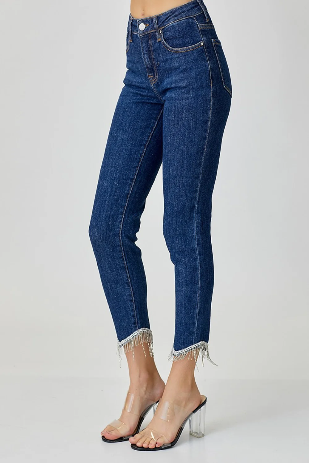 RISEN Full Size Embellished Mid Rise Crop Skinny Jeans - Image 3