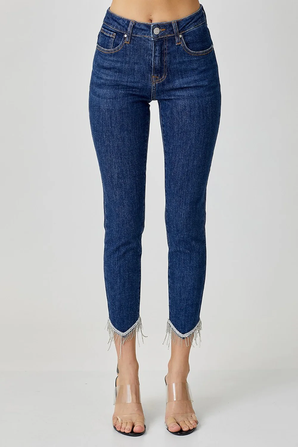 RISEN Full Size Embellished Mid Rise Crop Skinny Jeans - Image 5
