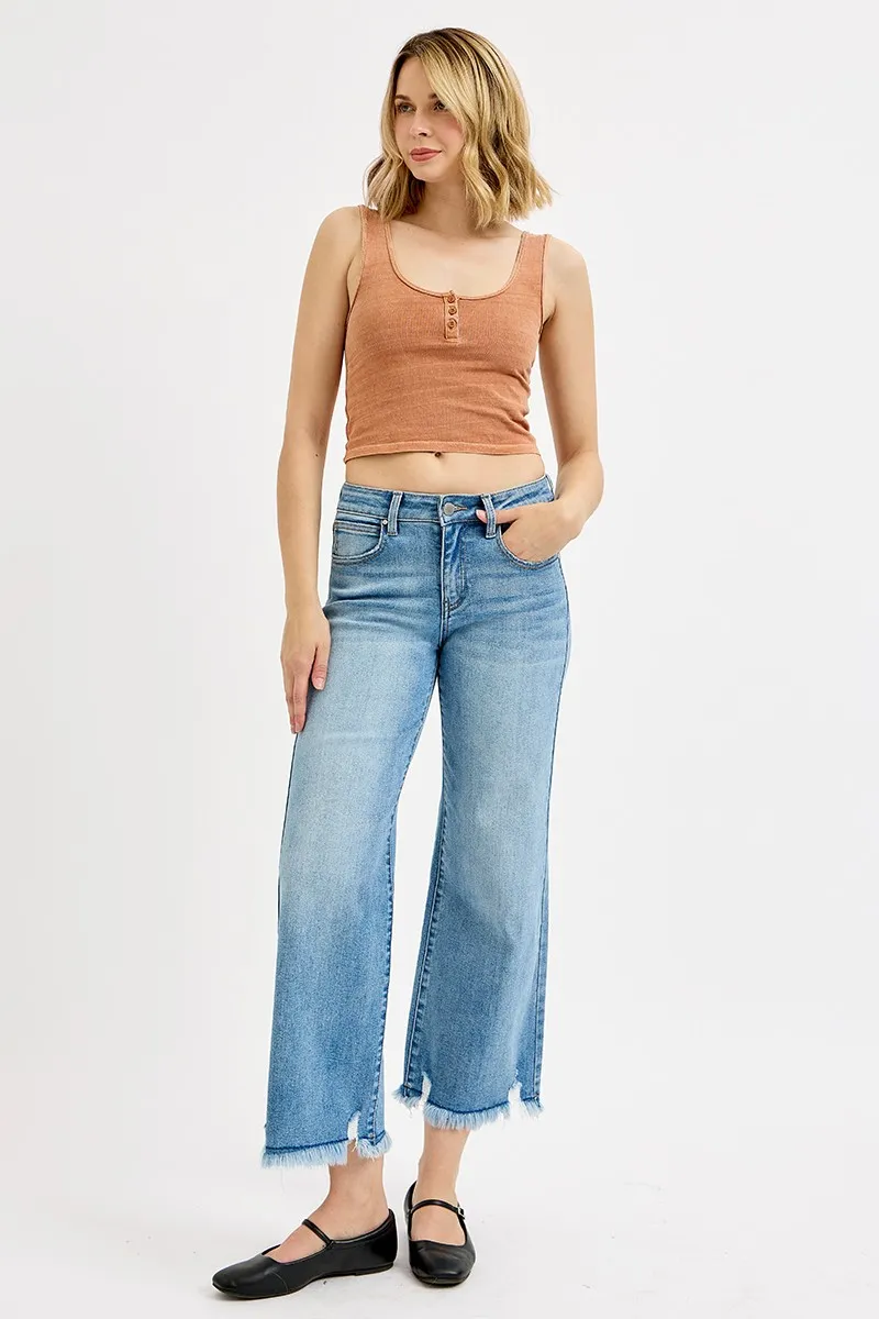 RISEN Full Size Mid Rise Crop Wide Leg Jeans Plus Size - Image 6
