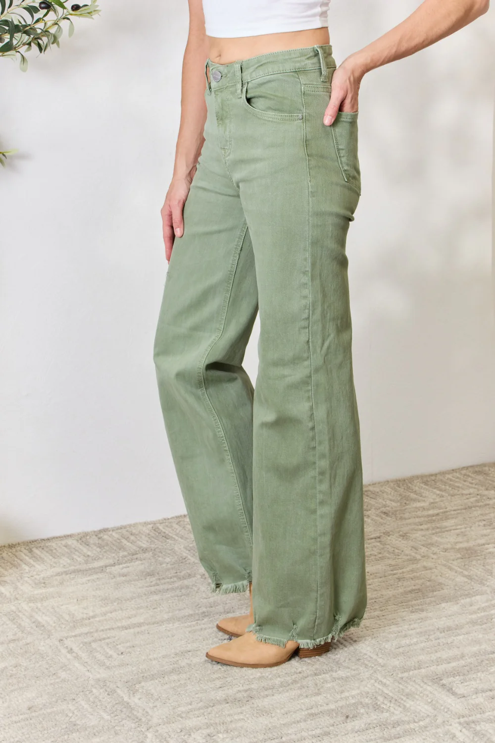 RISEN Full Size Raw Hem Wide-Leg Jeans - Image 3