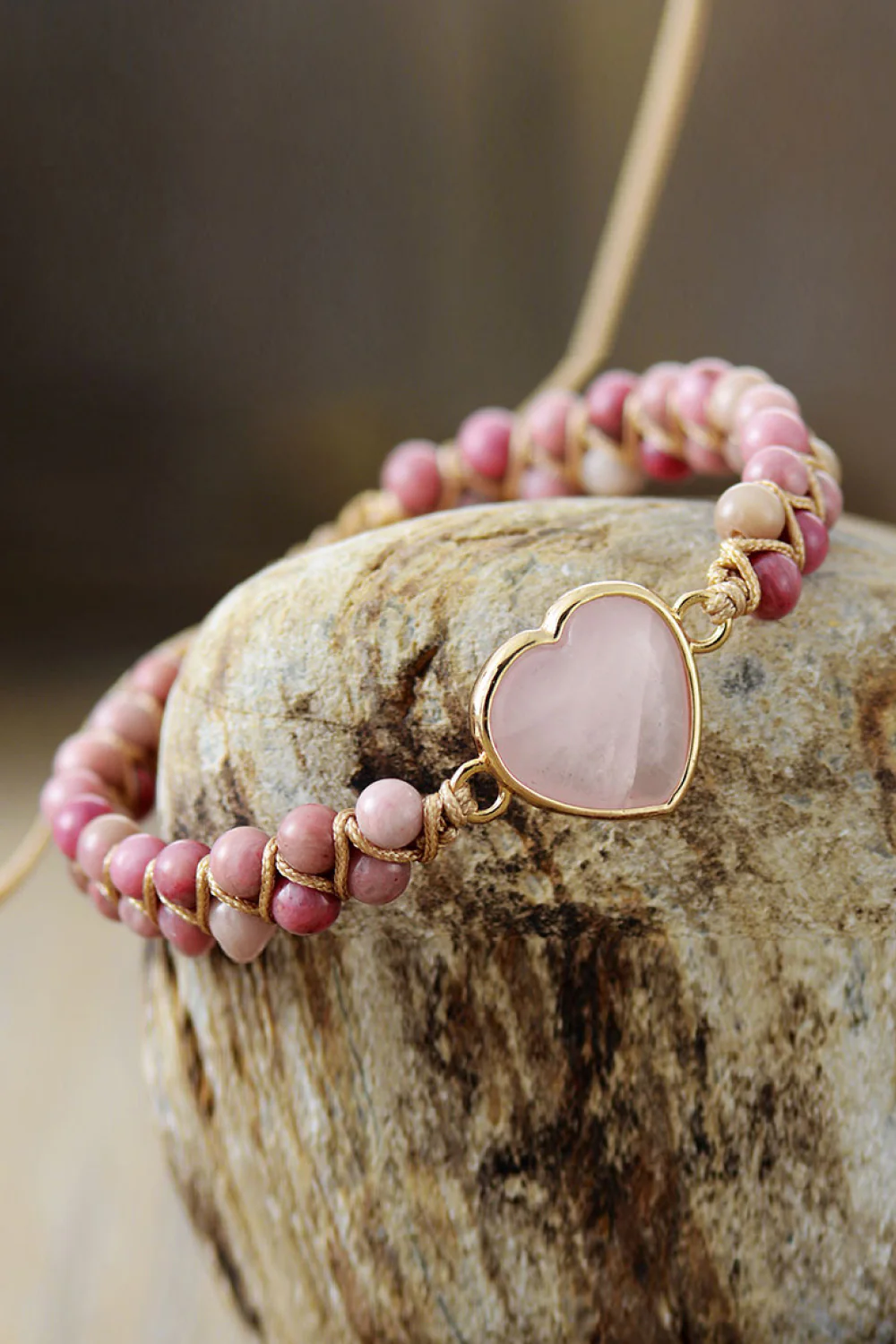 Rose Quartz Heart Beaded Bracelet - Image 2