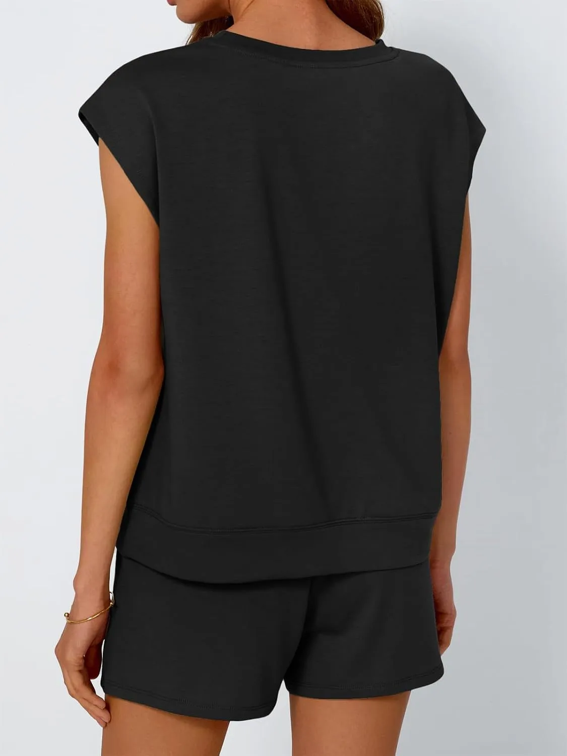 Round Neck Cap Sleeve Top and Shorts Set - Image 11