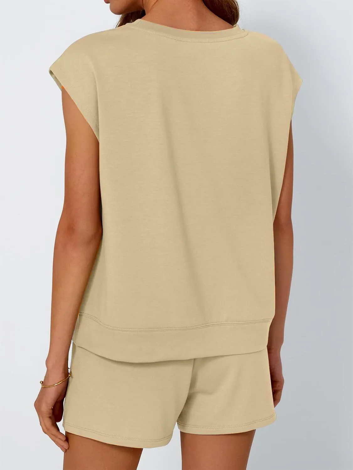 Round Neck Cap Sleeve Top and Shorts Set - Image 2