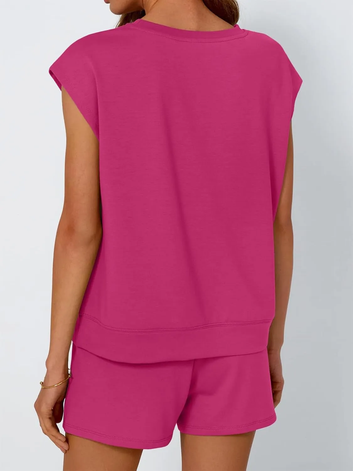 Round Neck Cap Sleeve Top and Shorts Set - Image 8