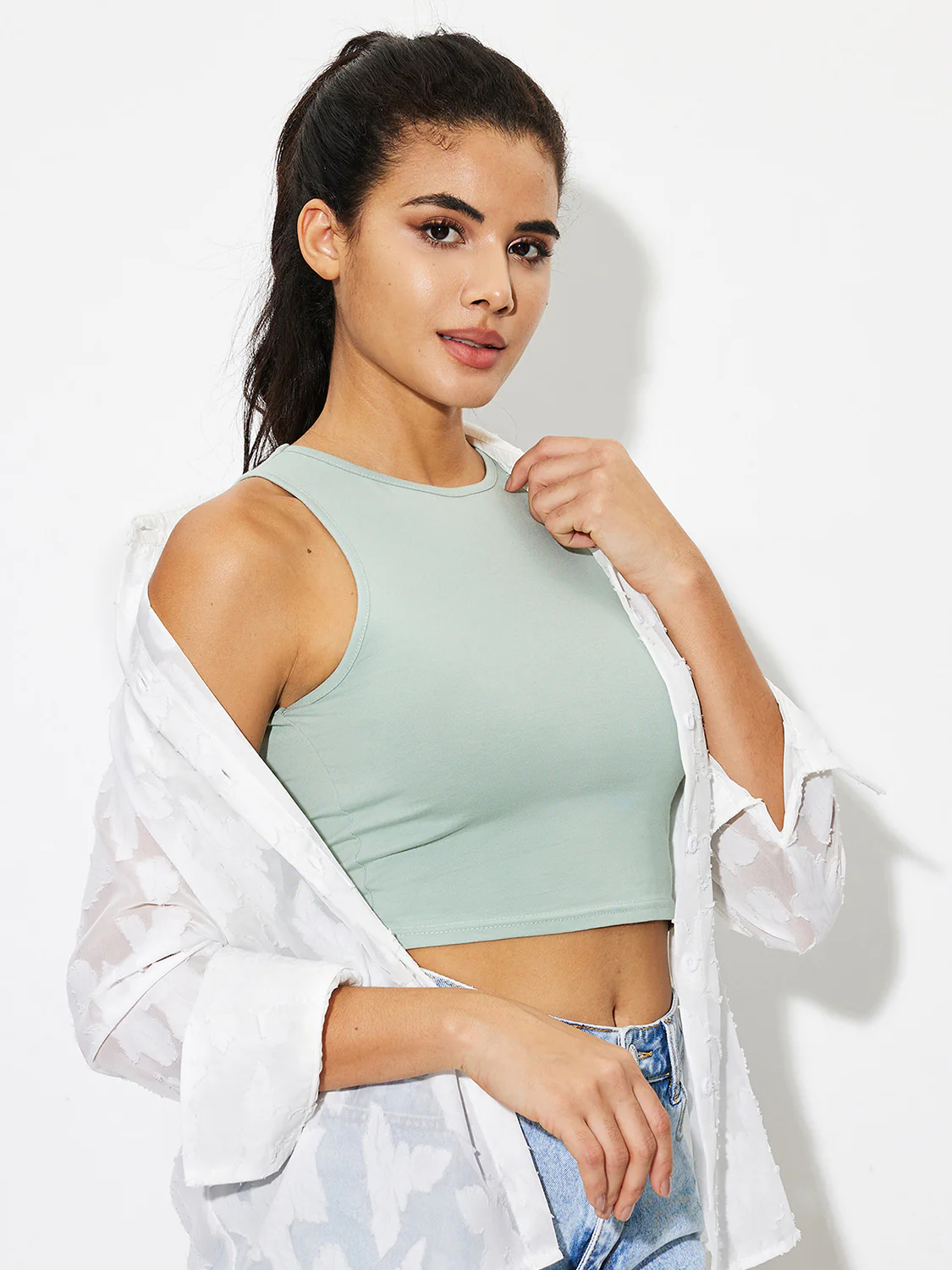 Round Neck Cropped Tank - Image 5